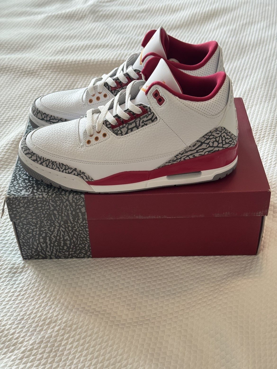 Nike Air Jordan 3 Retro White Curry Cardinal Red Size US 9.5 / EU 42-43 - 4 Thumbnail