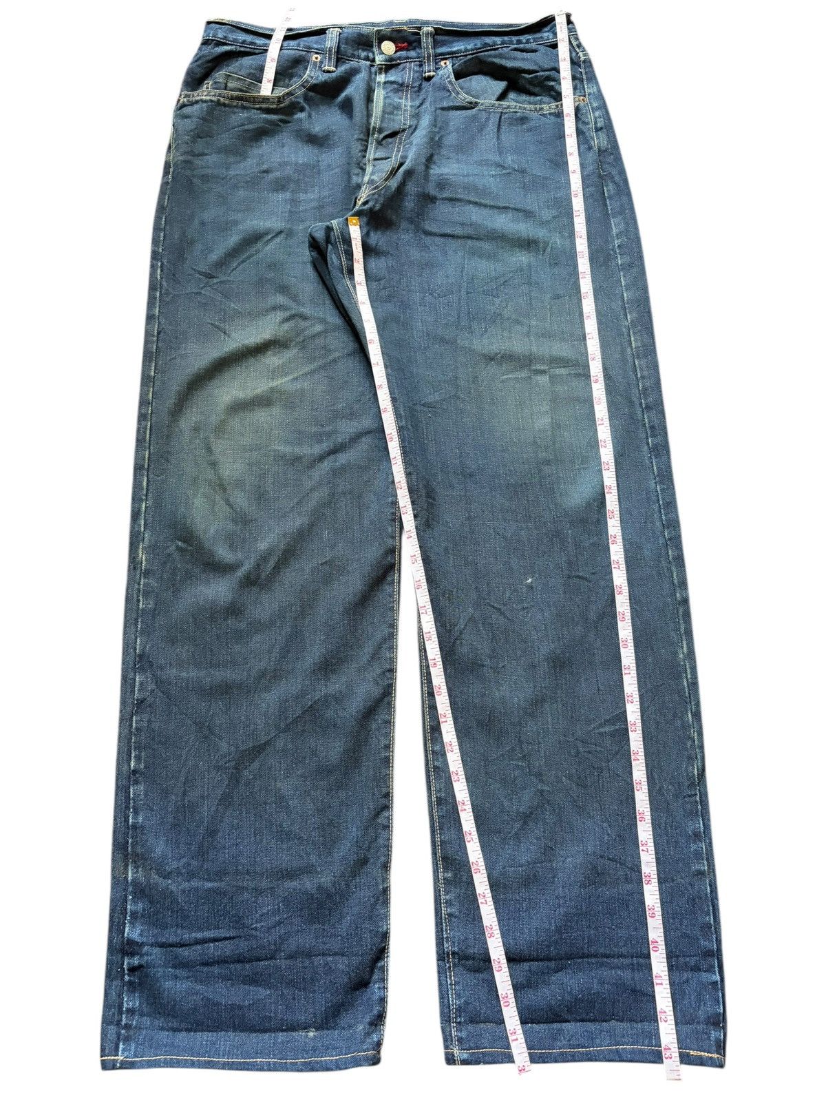 HOLLYWOOD RANCH MARKET Vintage HR Market Selvedge Blue Wash Loose Jeans Size US 35 - 7 Thumbnail