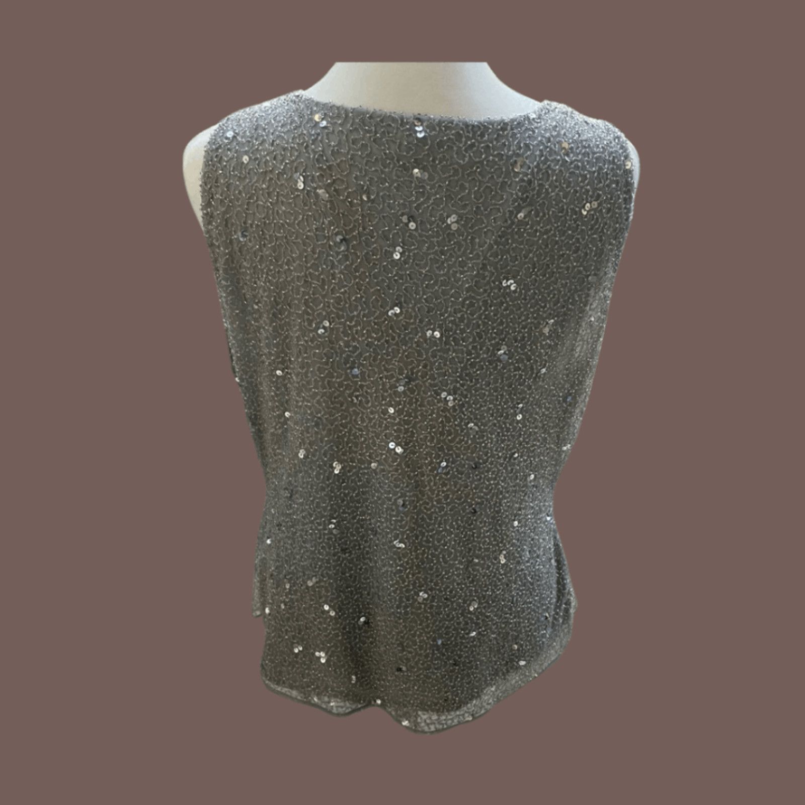 Vintage Vintage Marina Beaded Sequin Tank Top – 90s Minimal Glam Size XL / US 12-14 / IT 48-50 - 2 Thumbnail