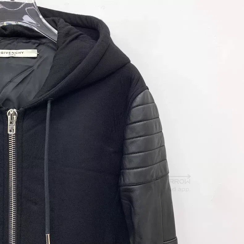 Givenchy Givenchy Black Lamb Leather Patch Hooded Drawstring Zip Fr Size US M / EU 48-50 / 2 - 3 Thumbnail