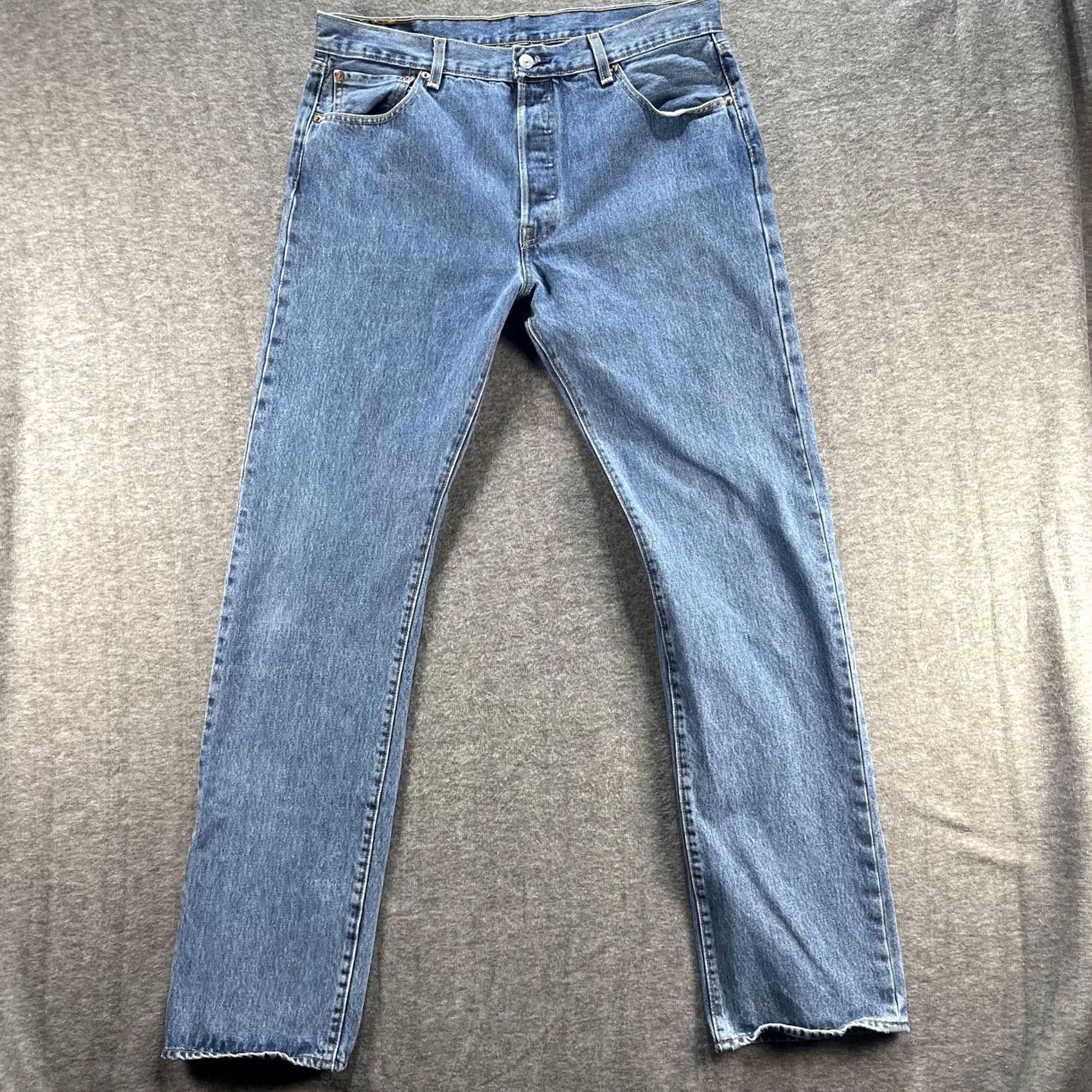 Levi's Levi's 501 Jeans Mens 36x36 Blue Denim Straight Leg Button Fly Red Tab Classic Size US 36 / EU 52 - 3 Thumbnail