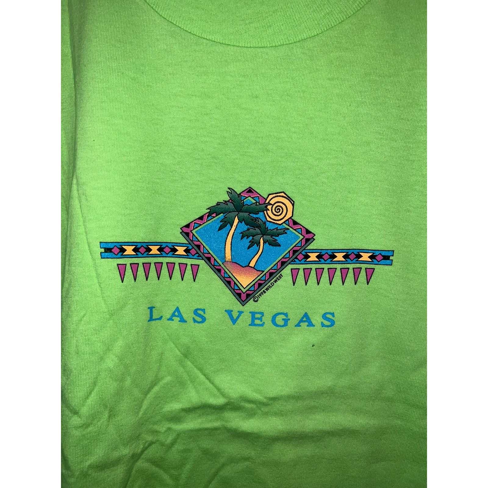 Anvil Vintage Las Vegas Shirt Palm Tree Green Graphic Tee VTG 90s Size US L / EU 52-54 / 3 - 2 Thumbnail