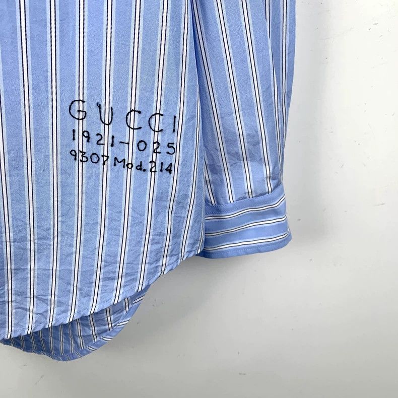 Gucci Gucci Blue vertical striped cotton lapel long-sleeved shirt Size US M / EU 48-50 / 2 - 4 Thumbnail