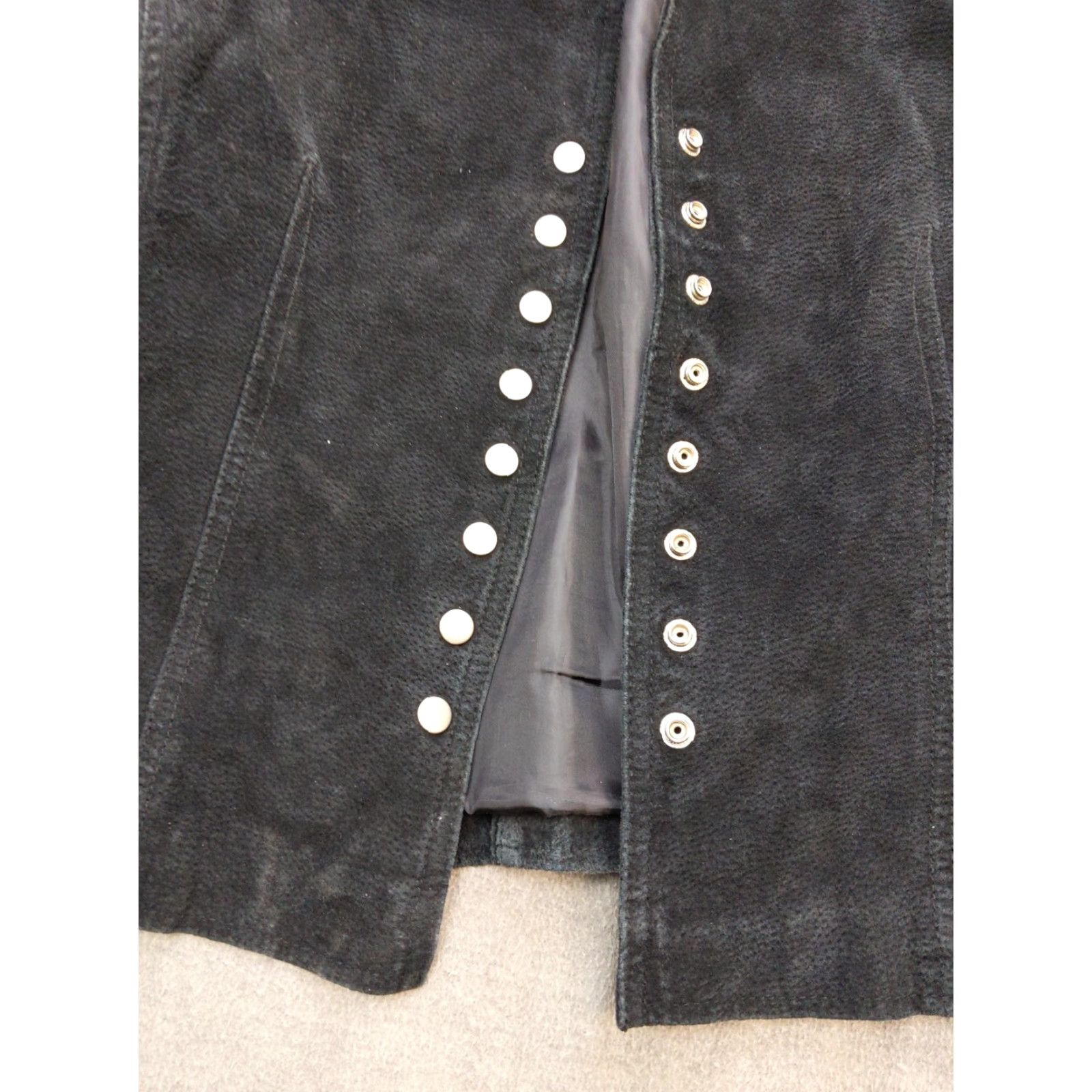 Coldwater Creek Coldwater Creek Jacket Womens Medium Black Suede Leather Snap Button Front Lined Size M / US 6-8 / IT 42-44 - 4 Thumbnail