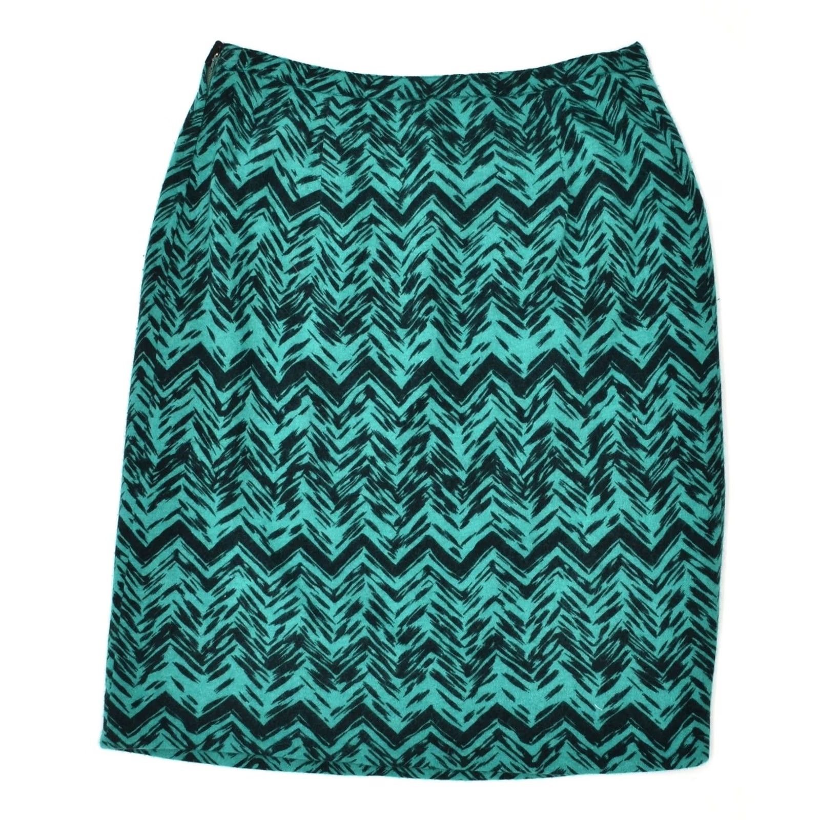 Vintage VINTAGE Womens Skirt W32 Large Green Chevron OF02 | Straight | Regular Fit | Zip Size 24" / US 00 / IT 34 - 2 Thumbnail