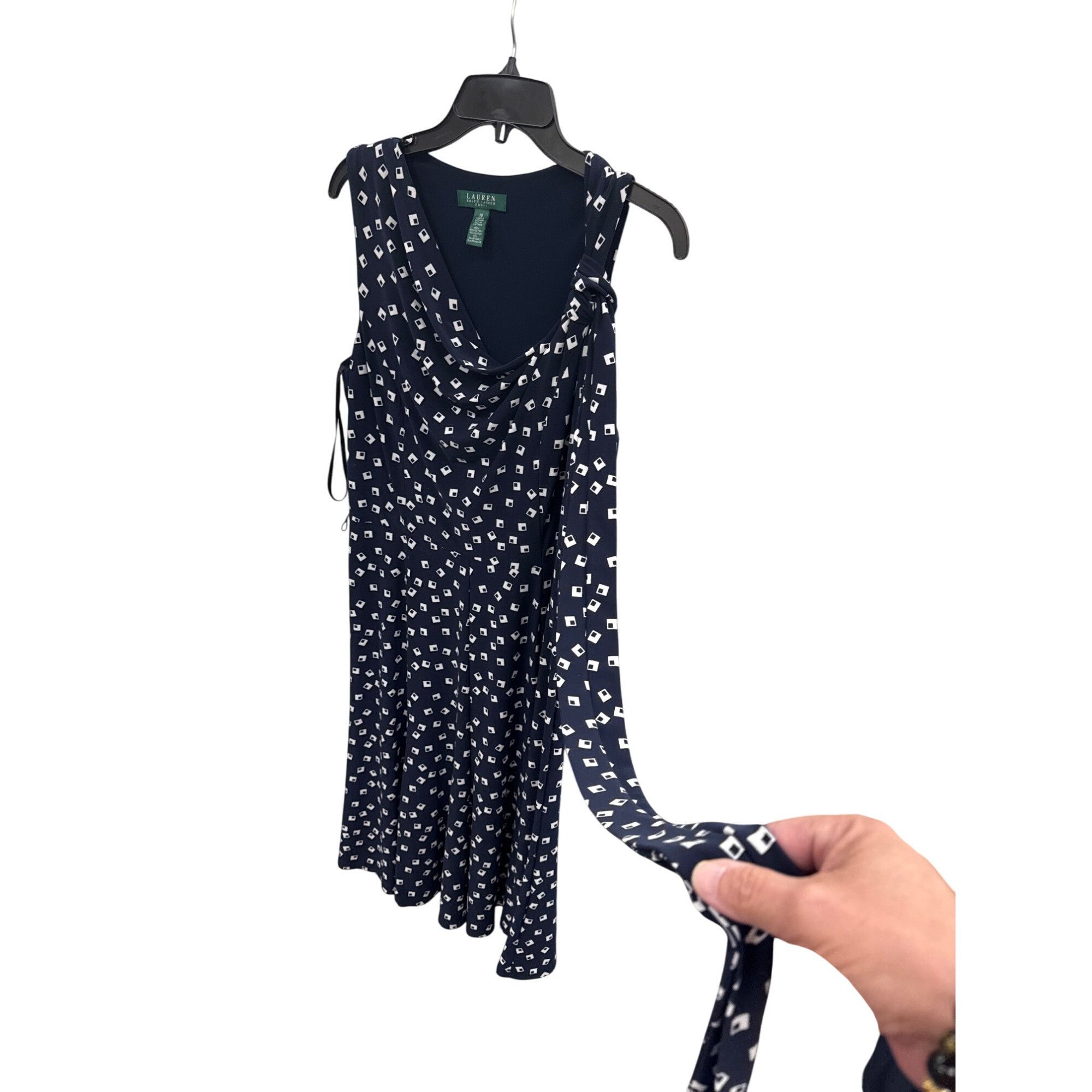 Lauren Ralph Lauren Lauren Ralph Lauren Womens Navy & White Geometric Print Slee Size L / US 10 / IT 46 - 4 Thumbnail