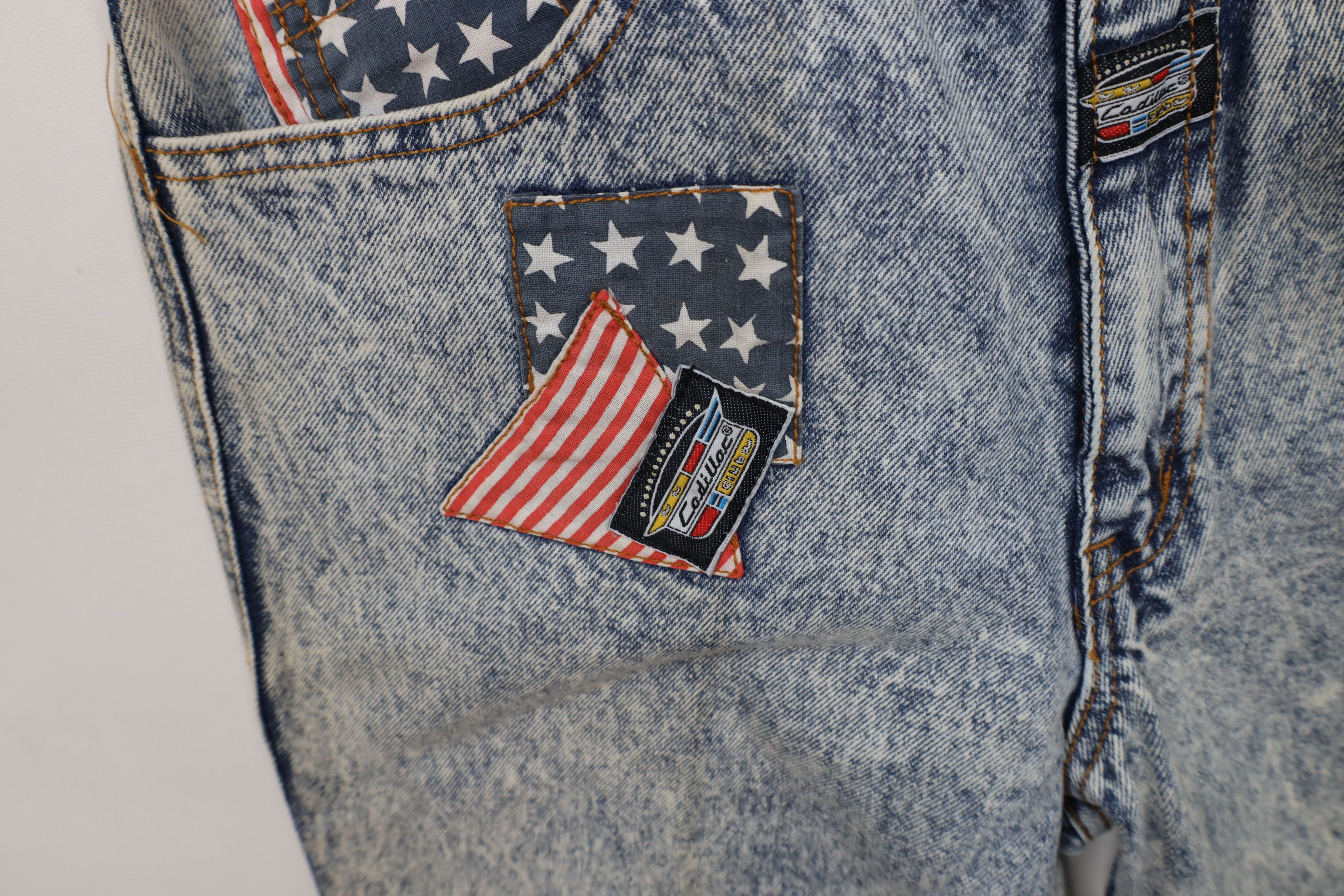 Cadillac Deadstock Vintage 80s 90s Cadillac Racing Acid Wash Jeans Size US 32 / EU 48 - 9 Thumbnail