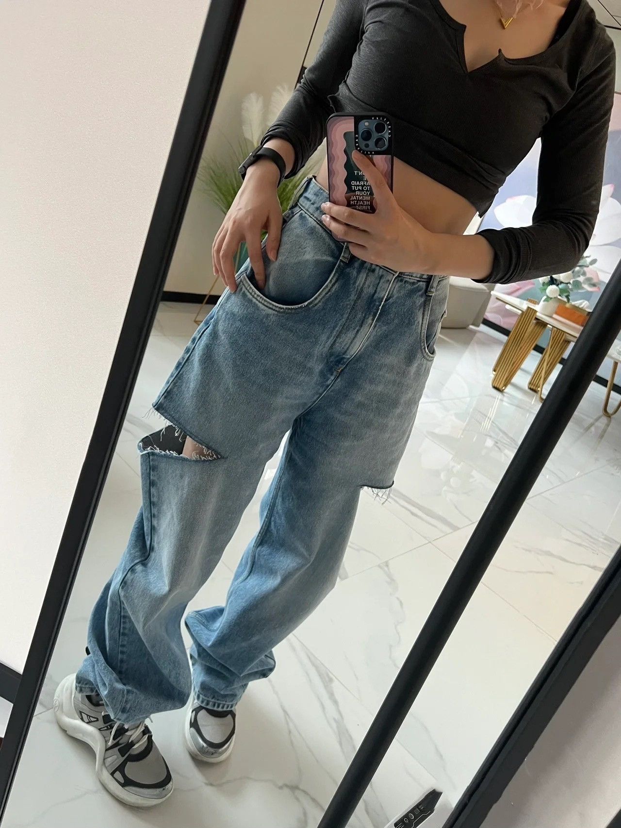 Maison Margiela Maison Margiela Slash High-Waist Wide-Leg Jeans Size 40" / US 18 - 1 Thumbnail