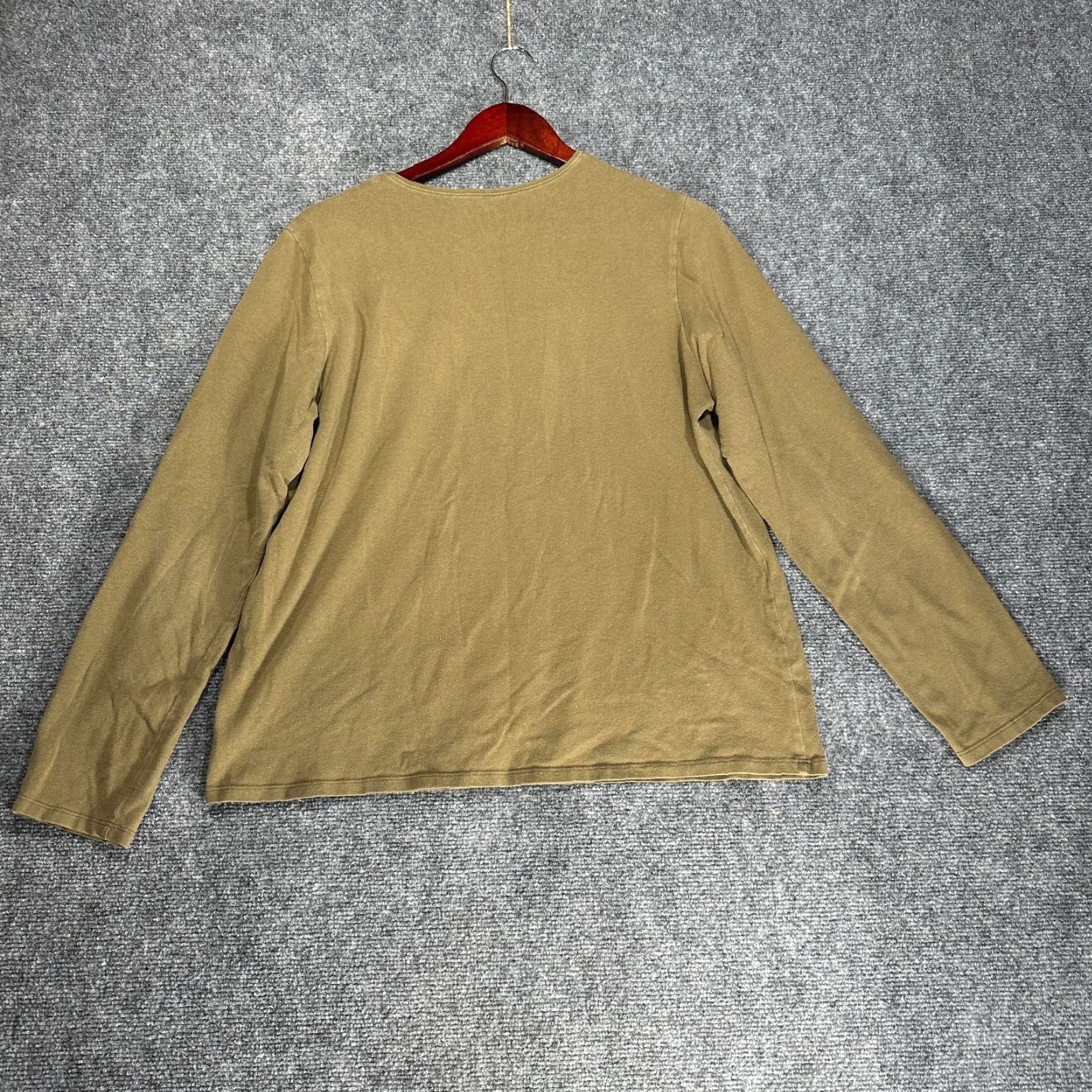 Eileen Fisher Eileen Fisher Top Womens L Olive Green Organic Cotton Stretch Long Sleeve Tee Size L / US 10 / IT 46 - 6 Thumbnail