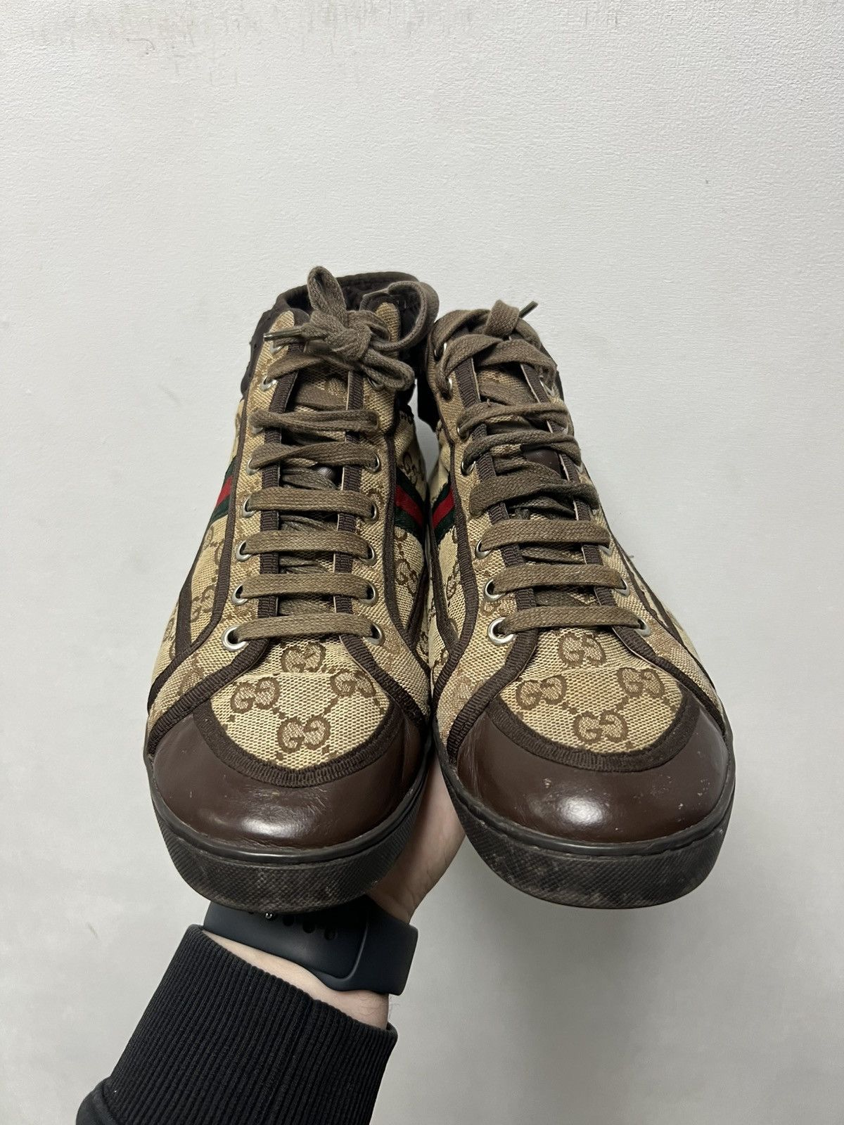 Gucci Vintage Y2K Gucci high top canvas monogram sneakers US 8 Size US 8 / EU 41 - 3 Thumbnail