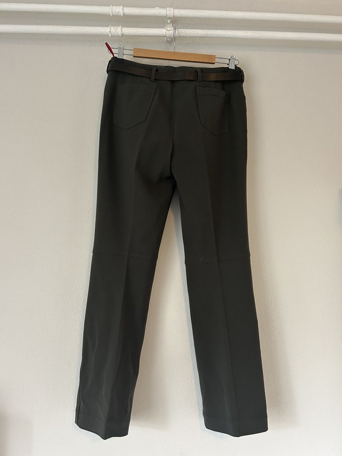 Prada Belted Green Pants with Red Logo Tab Size US 28 / EU 44 - 7 Thumbnail