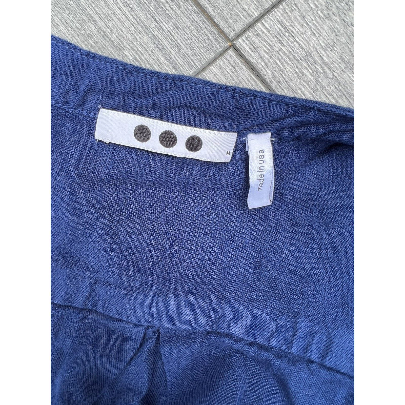 threeASFOUR Three dots women long top navy v neck work size M A001214 Size M / US 6-8 / IT 42-44 - 7 Thumbnail