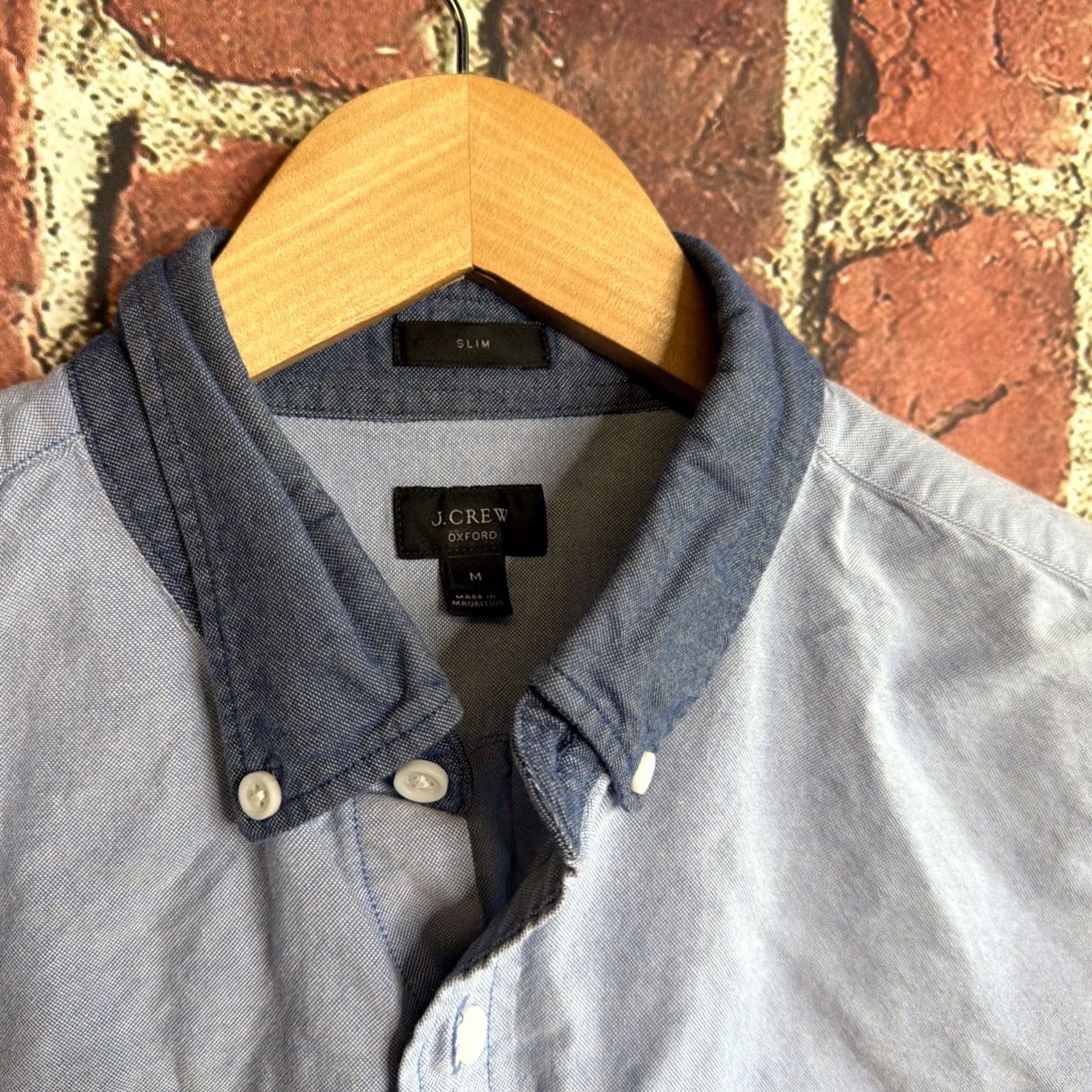 J.Crew J.CREW Mens Blue Slim Fit Oxford Button Down Shirt Size M Cotton Casual Size US M / EU 48-50 / 2 - 2 Thumbnail