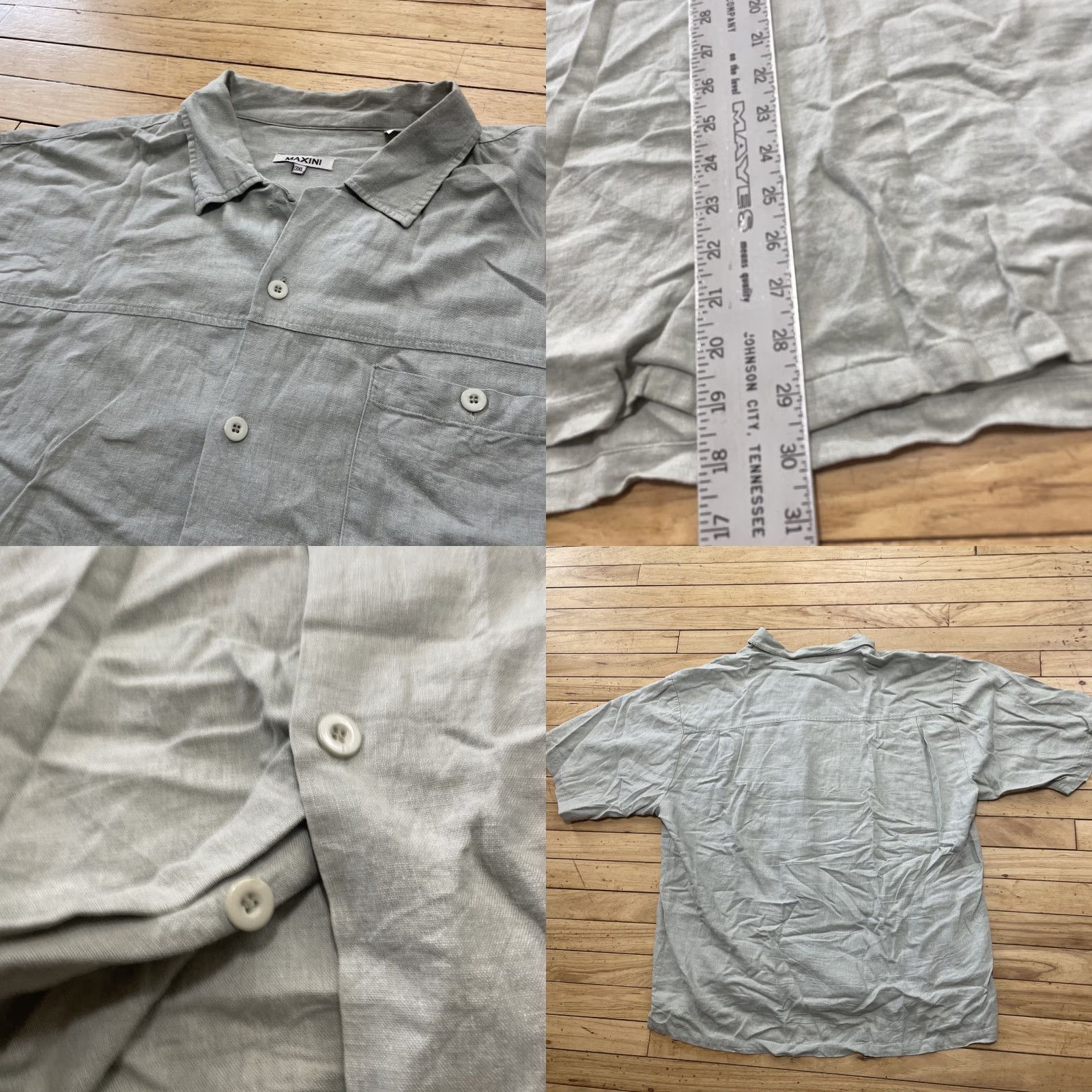 Vintage VINTAGE Inserch Maxini Linen Shirt Men 3XL Button-Up Short Sleeve Collared Relaxed Green Linen Men Casual Summer Spring 3XL Mens Size US XXL / EU 58 / 5 - 11 Thumbnail