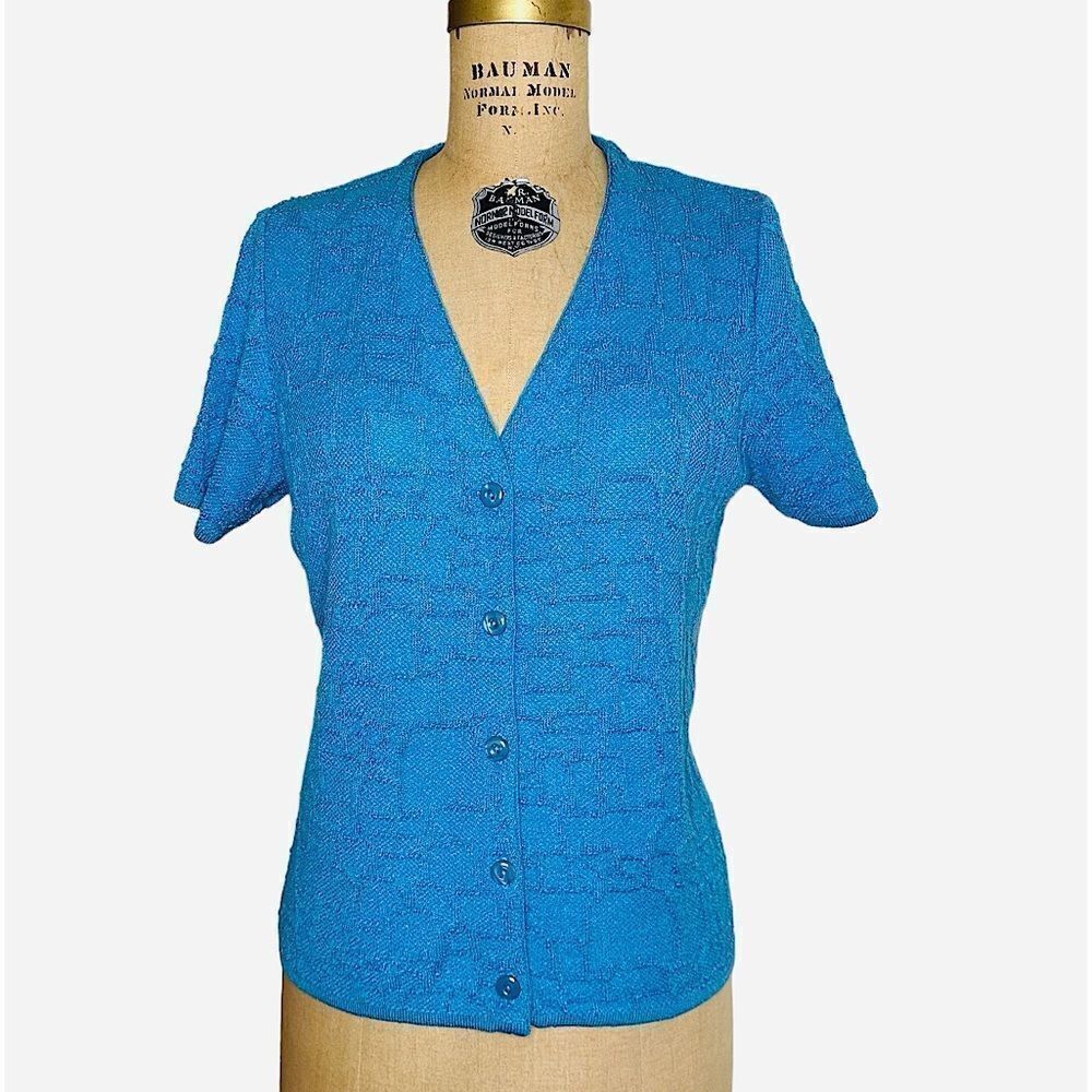 Carmina Vintage Carmina Turquoise Short Sleeve V neck Cardigan Sweat Size S / US 4 / IT 40 - 1 Thumbnail