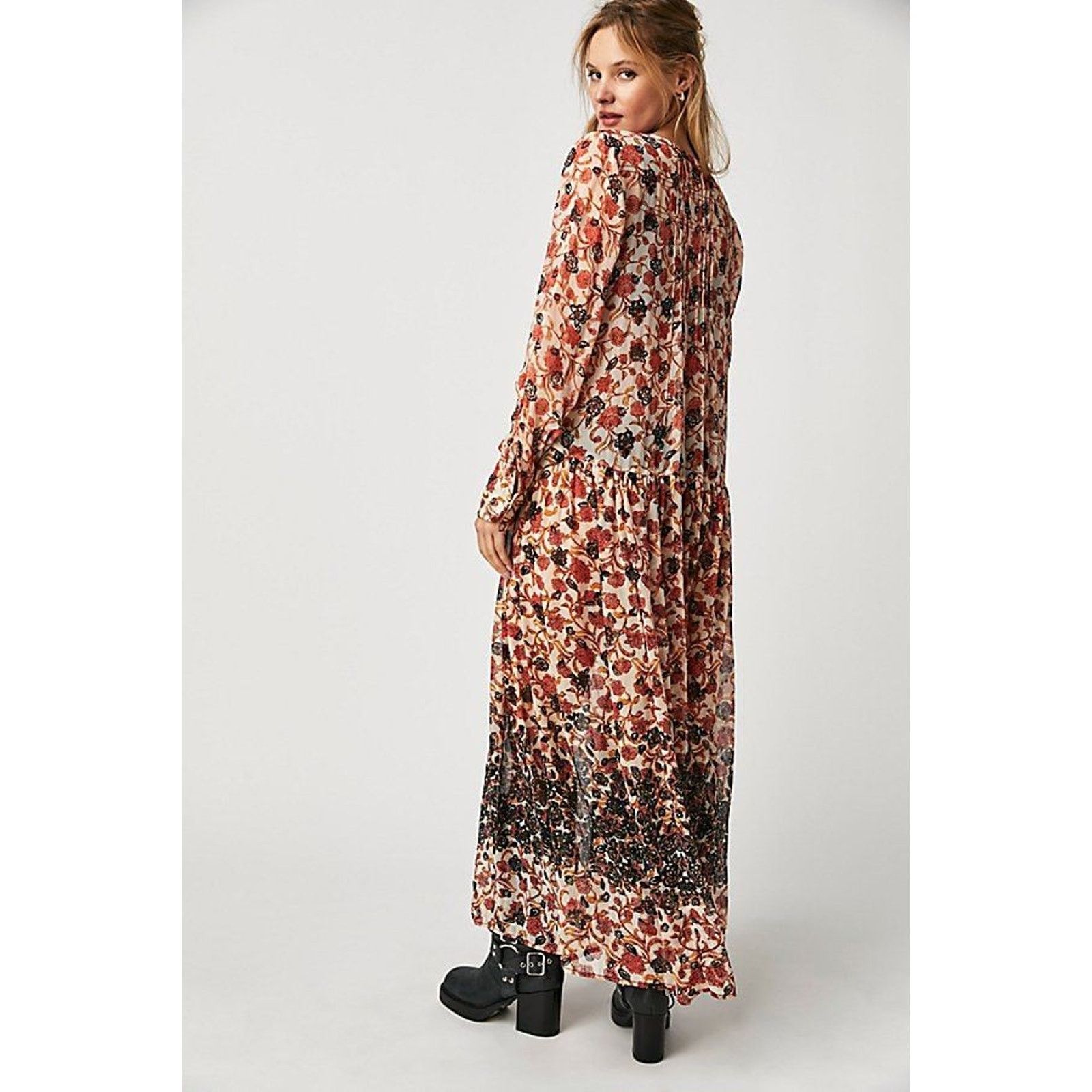 Free People New Free People See It Through Dress $168 X-SMALL Tea Floral Size XS / US 0-2 / IT 36-38 - 4 Thumbnail