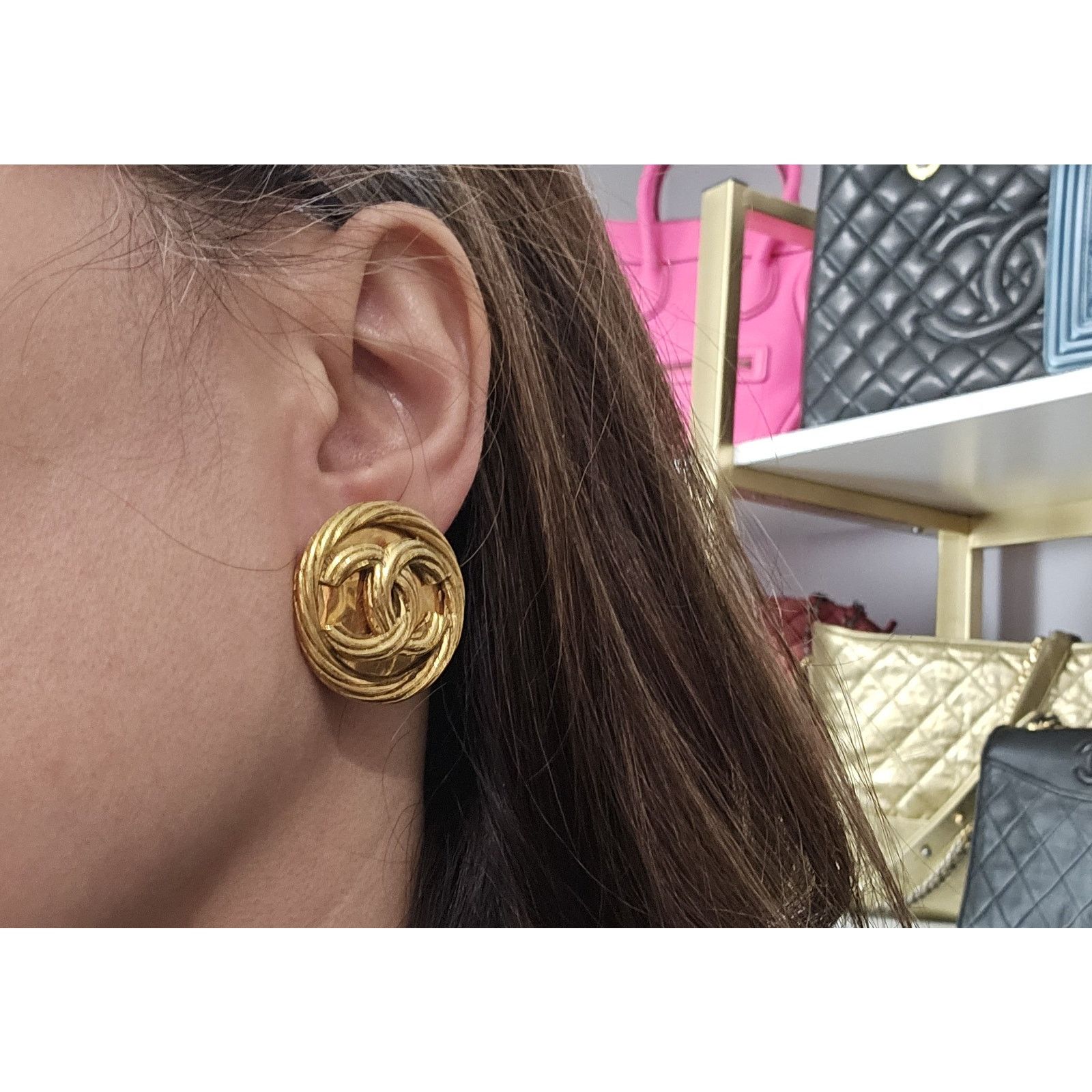 Chanel CHANEL Spring 93 Gold Plated Rope Detail Clip On Earrings Size ONE SIZE - 3 Thumbnail