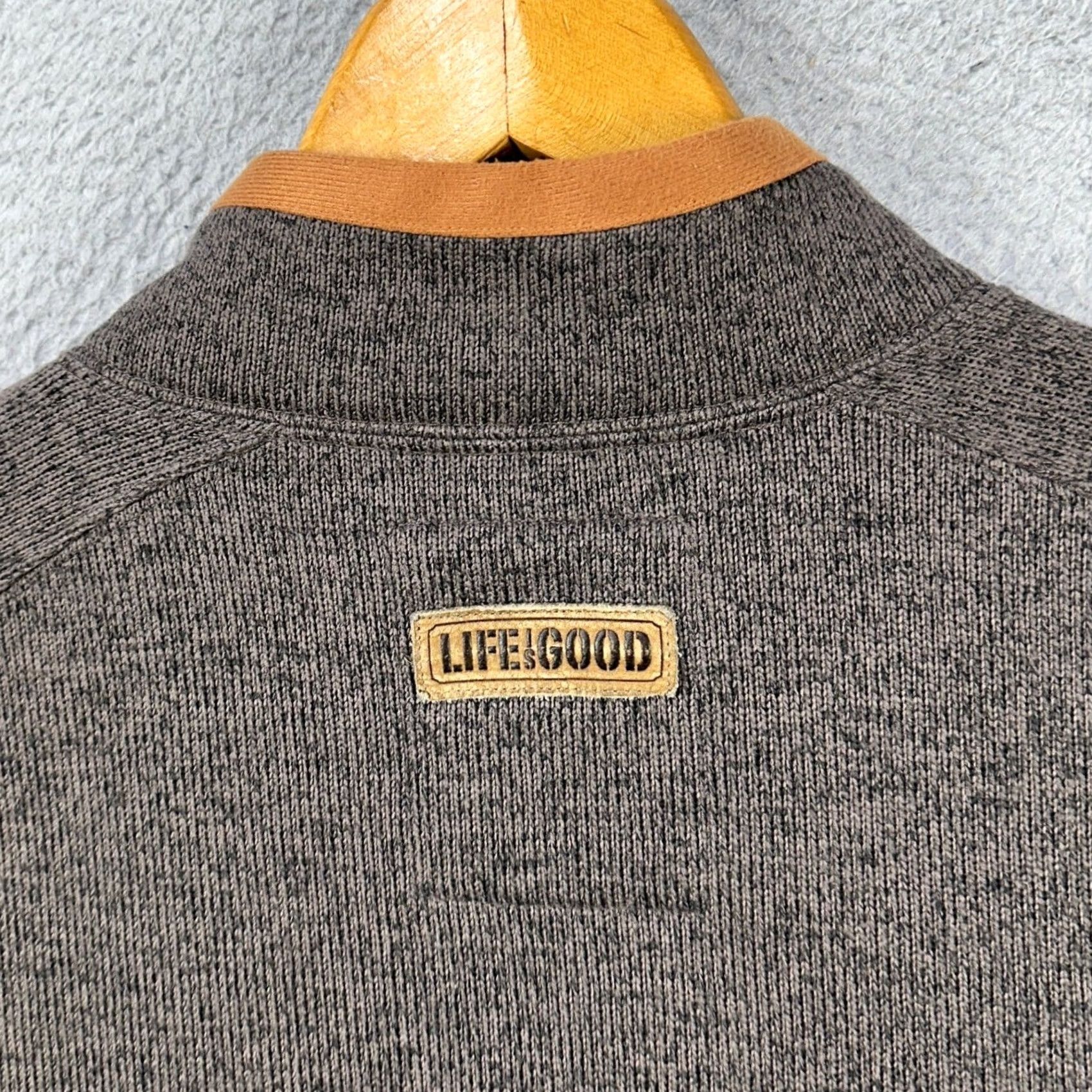 Life is Good Life is Good Fleece Sweater Pullover Mens Medium Gray Quarter Zip Long Sleeve Size US M / EU 48-50 / 2 - 6 Thumbnail