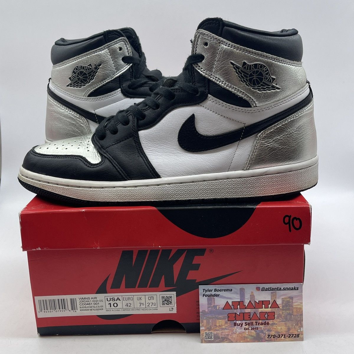 Jordan Brand Wmns air Jordan 1 high silver toe Size US 10 / IT 40 - 1 Thumbnail