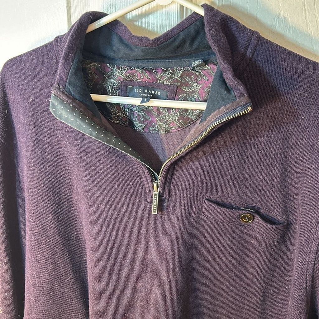 Ted Baker Ted Baker Men's Purple Valerio Half-Zip Sweater size 5/Large Size US L / EU 52-54 / 3 - 5 Thumbnail