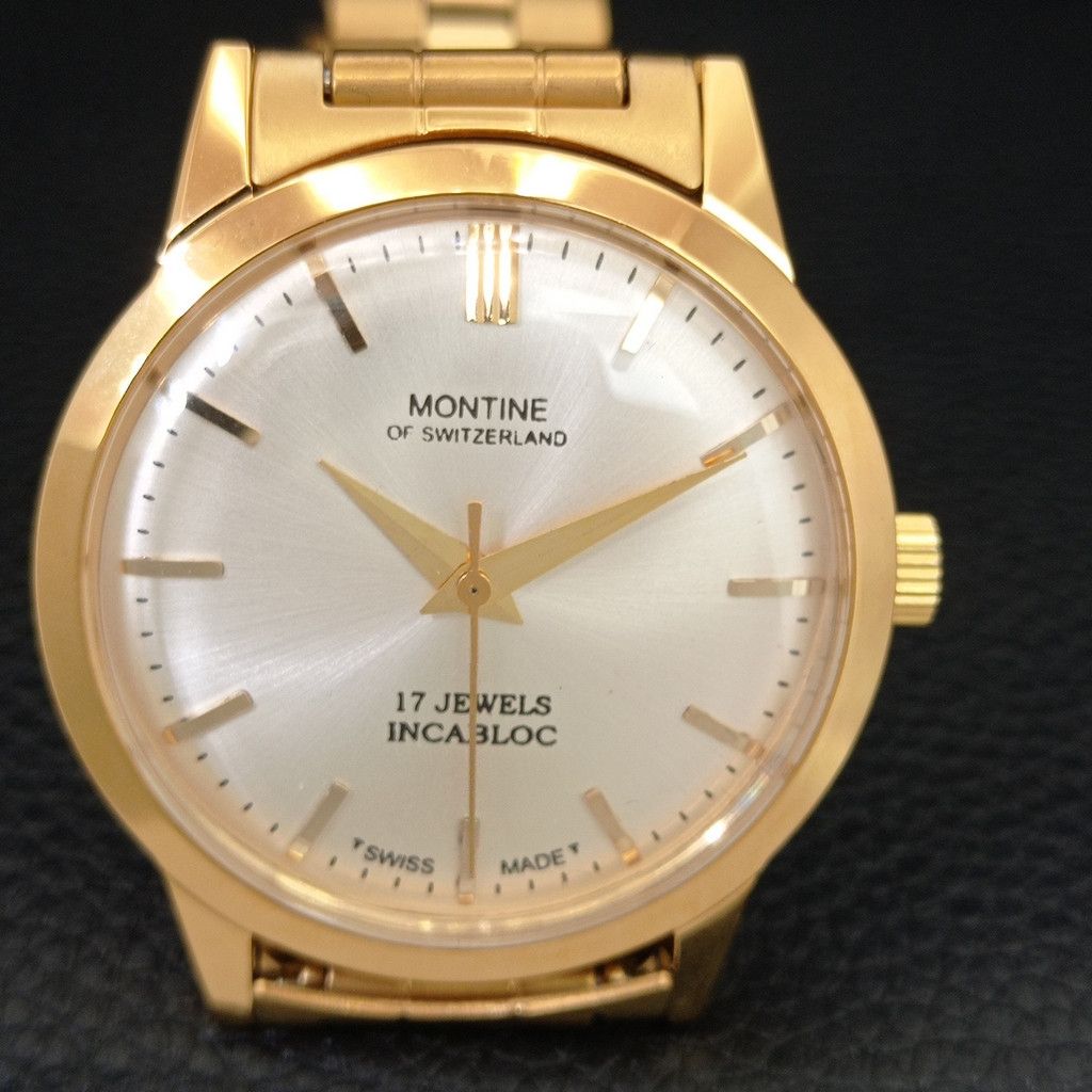 Other VINTAGE MONTINE HAND-WINDING SWISS MENS WATCH a444174 Size 38 - 4 Thumbnail