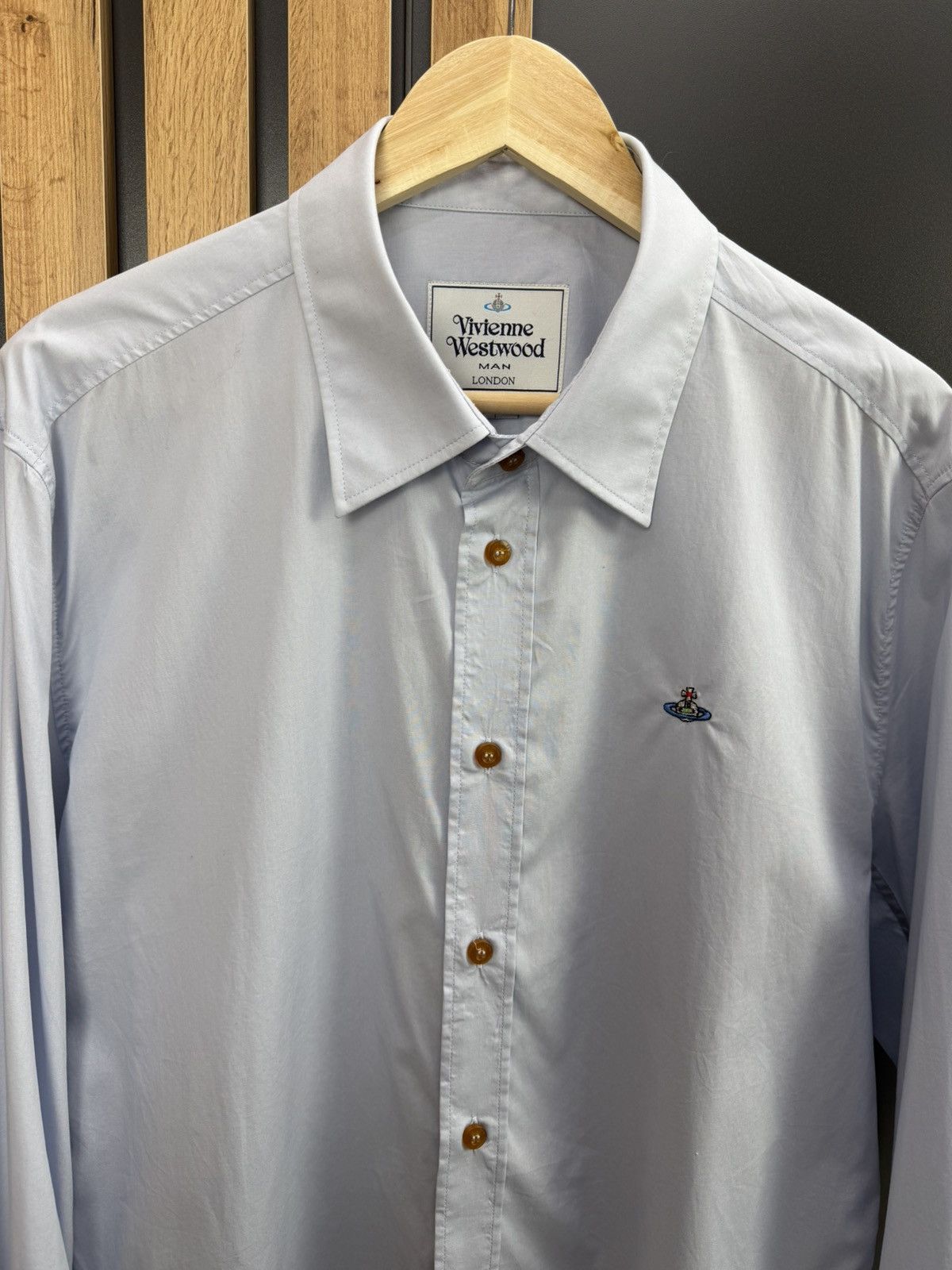 Vivienne Westwood Vivienne Westwood Man Light Blue Shirt Orb Logo Size 56 Size US XL / EU 56 / 4 - 2 Thumbnail