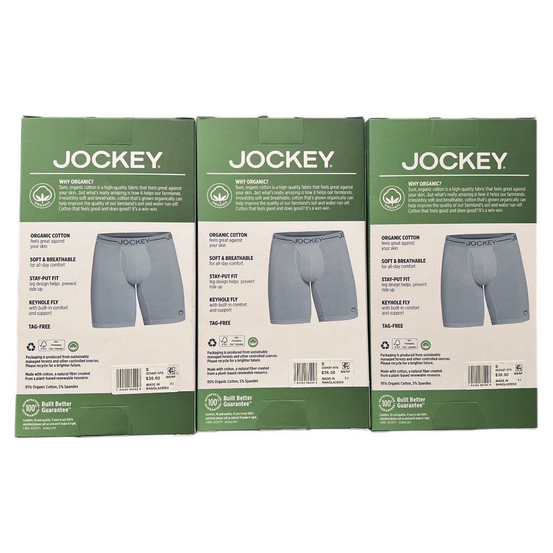 Jockey LOT 3 JOCKEY 9.5" Long Leg Boxer Brief-3 Pack, S Size ONE SIZE - 2 Thumbnail