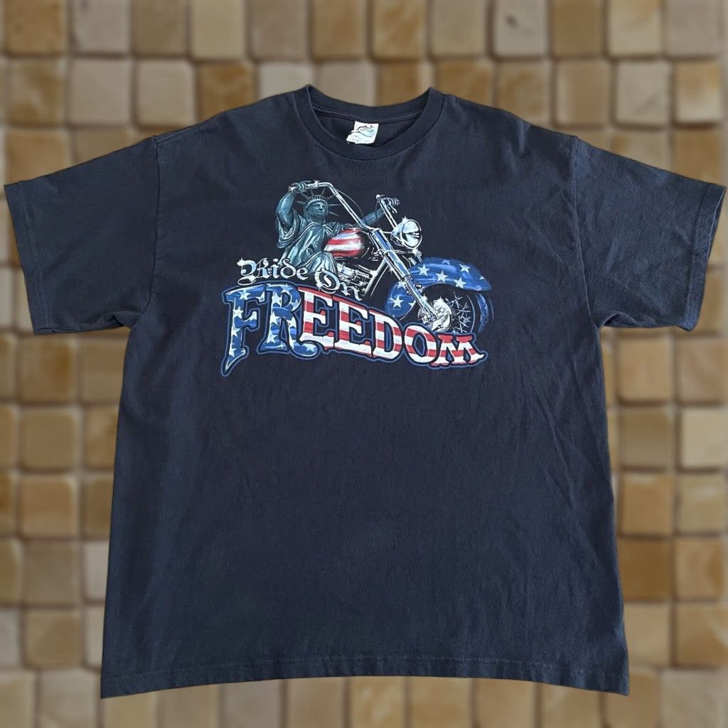 Delta VINTAGE Delta Heavy Weight T-Shirt XL Black "Ride On Freedom" Motorcycle Mens Size US XL / EU 56 / 4 - 1 Thumbnail