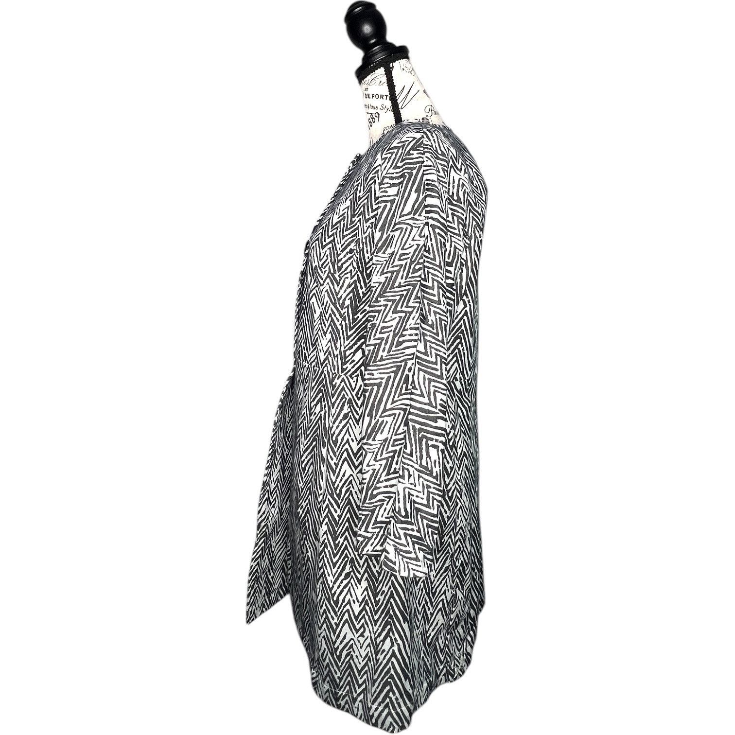 Other Zigzag Knit Coat 3/4 Sleeve Button Front Longline Style Size M / US 6-8 / IT 42-44 - 2 Thumbnail