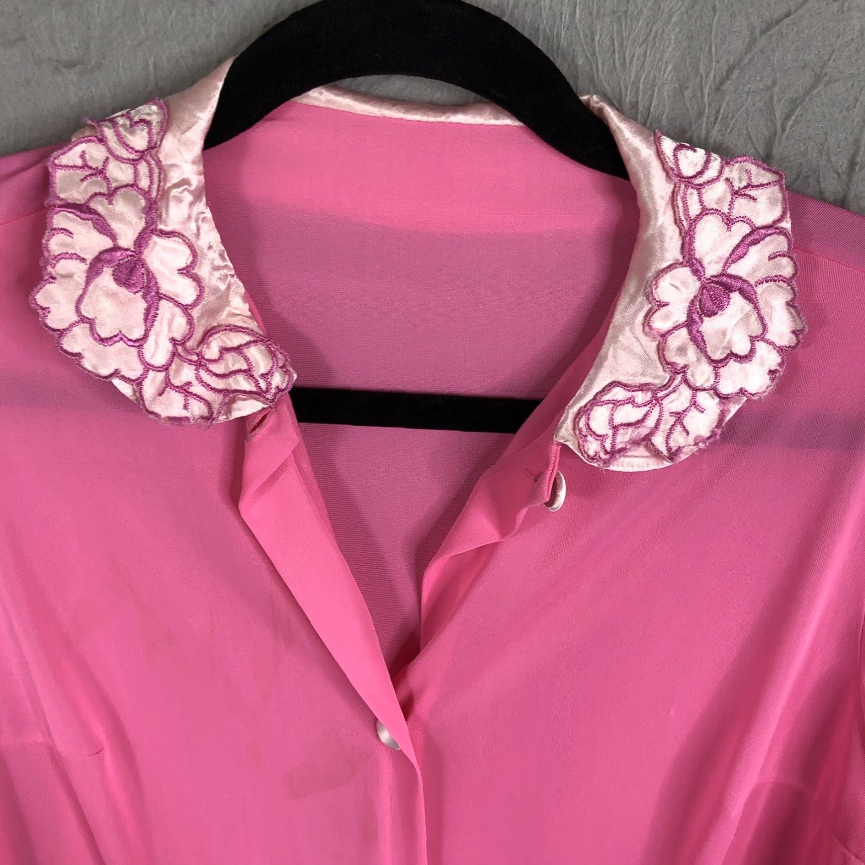 Vintage VINTAGE Snowdon Robe Women’s S Hot Pink Sheer Kimono 1960s Retro Berry Lightweight Short Sleeve Size ONE SIZE - 6 Thumbnail