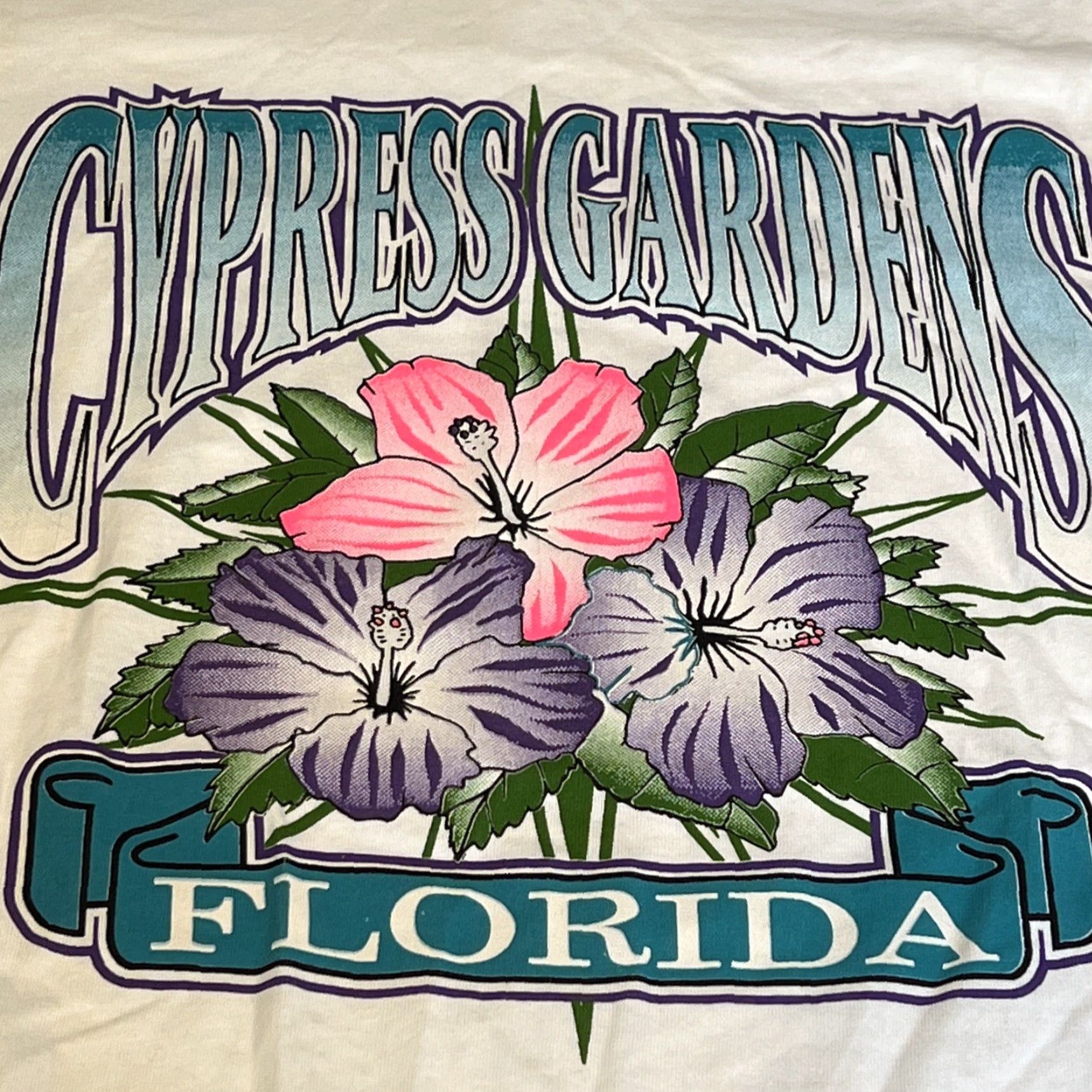 Vintage VINTAGE Cypress Garden Florida T Shirt L Adult Cotton Bright Flowers 1990s Sherry’s Best Single Stitch Mens/Unisex Size US L / EU 52-54 / 3 - 2 Thumbnail