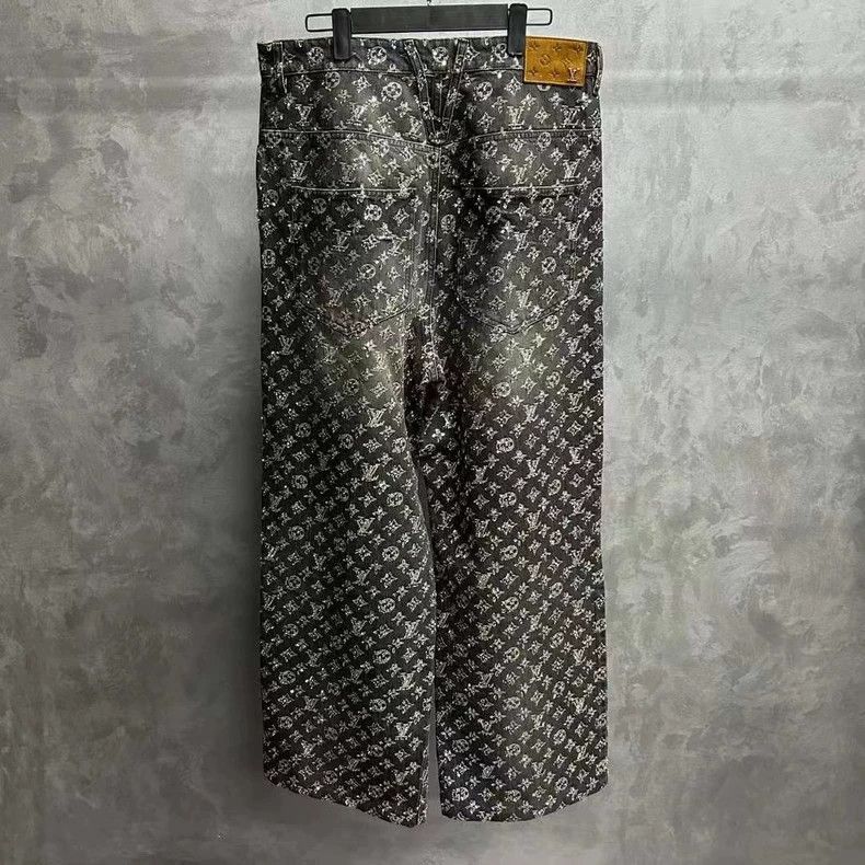 Louis Vuitton louis vuitton black grey diamond-covered logo jeans-2507 Size US 31 - 2 Thumbnail