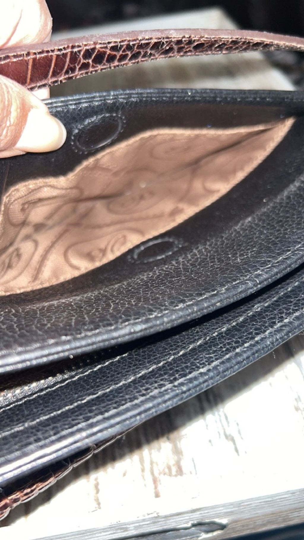 Brighton Women's Brighton Black Brown Croc Embossed Crossbody Bag One Size ONE SIZE - 5 Thumbnail