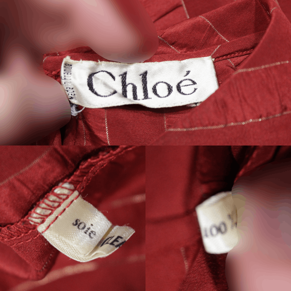 Chloe 90S Silk Striped Shirt Vintage Size L / US 10 / IT 46 - 8 Thumbnail