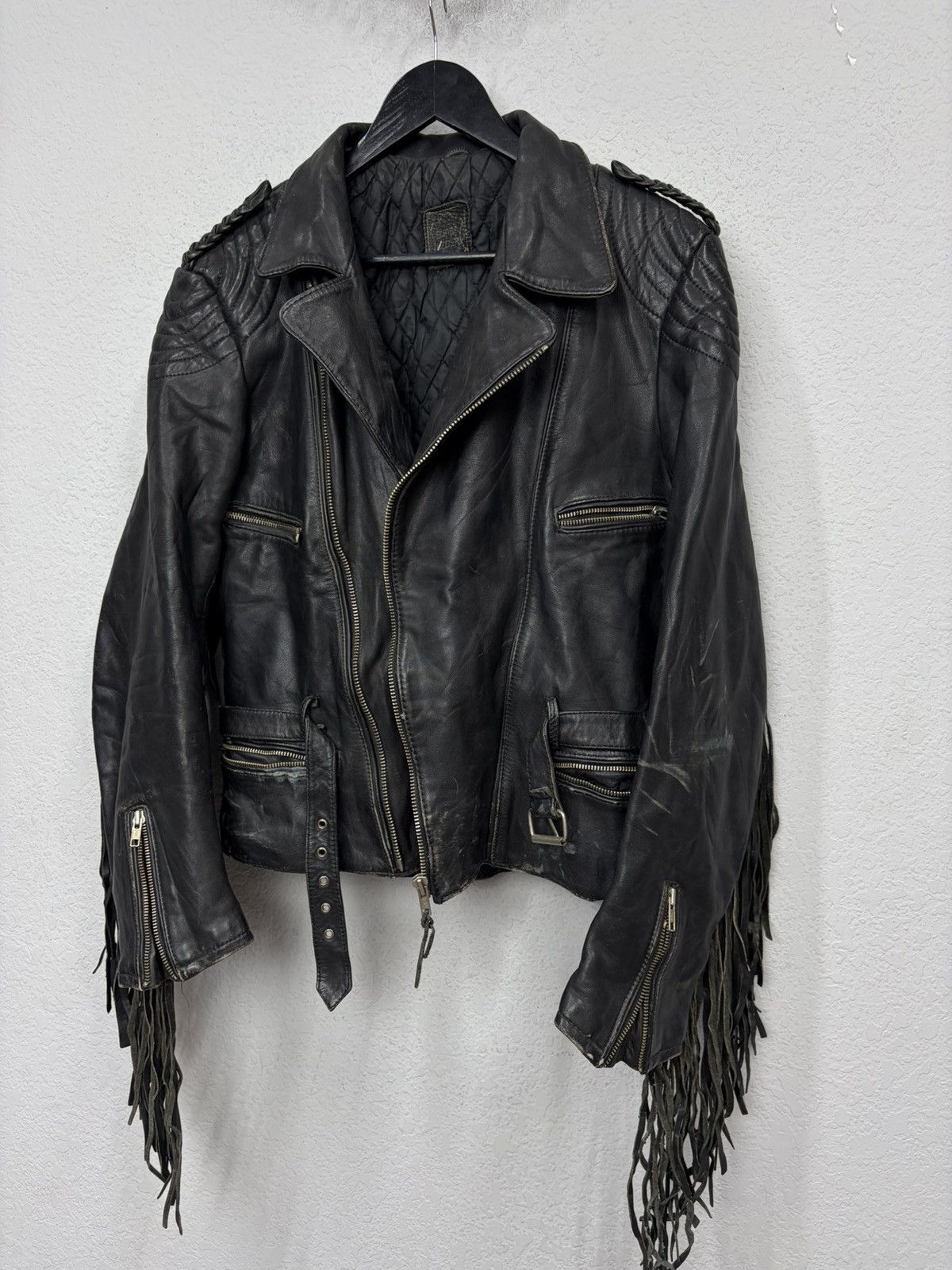 Hedi Slimane VTG Distressed Black Leather Biker Jacket Rick Owens Vibe Size US S / EU 44-46 / 1 - 12 Thumbnail