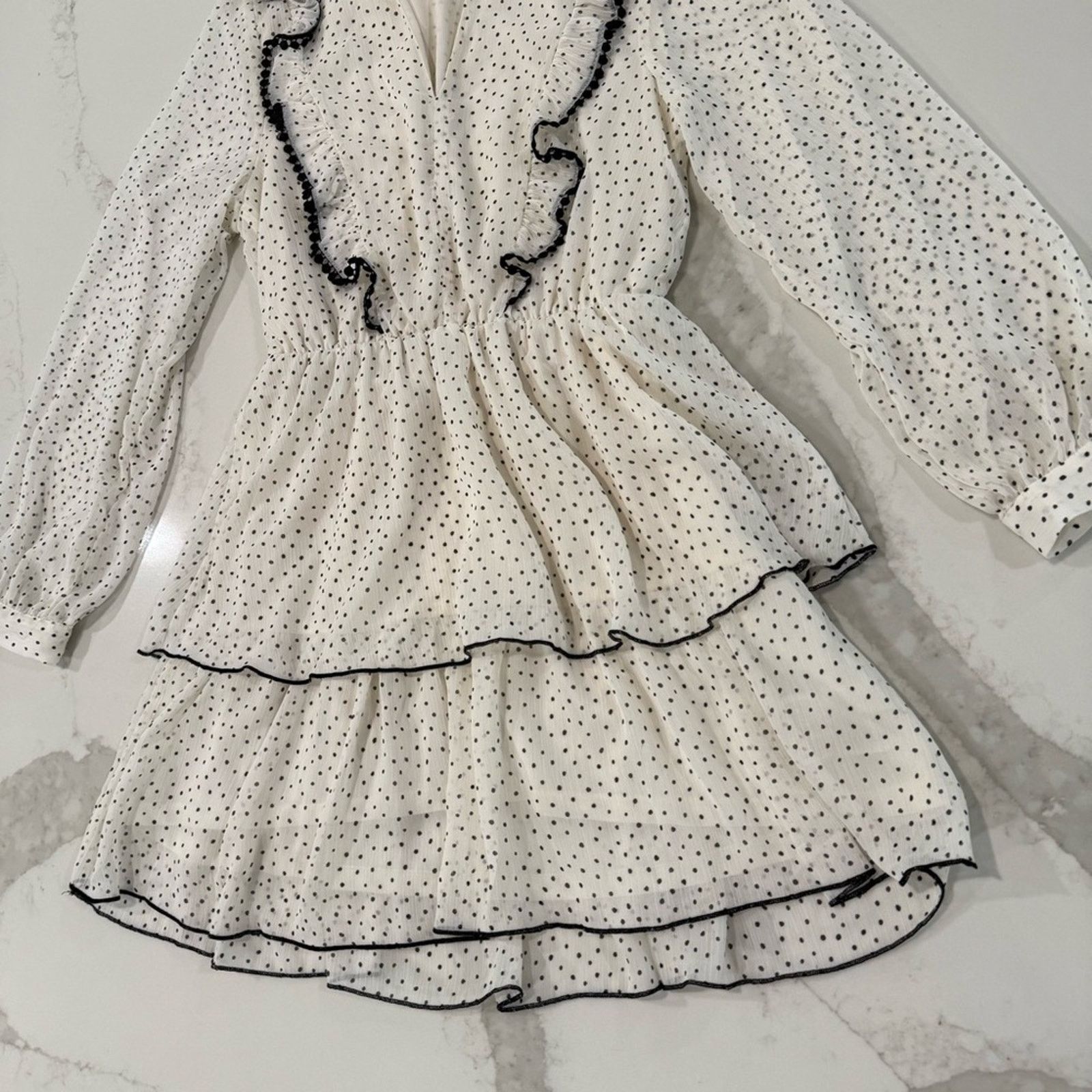 Zara Zara NWT Polka Dot LongSleeve Tiered Mini Dress Womens Small Size S / US 4 / IT 40 - 2 Thumbnail
