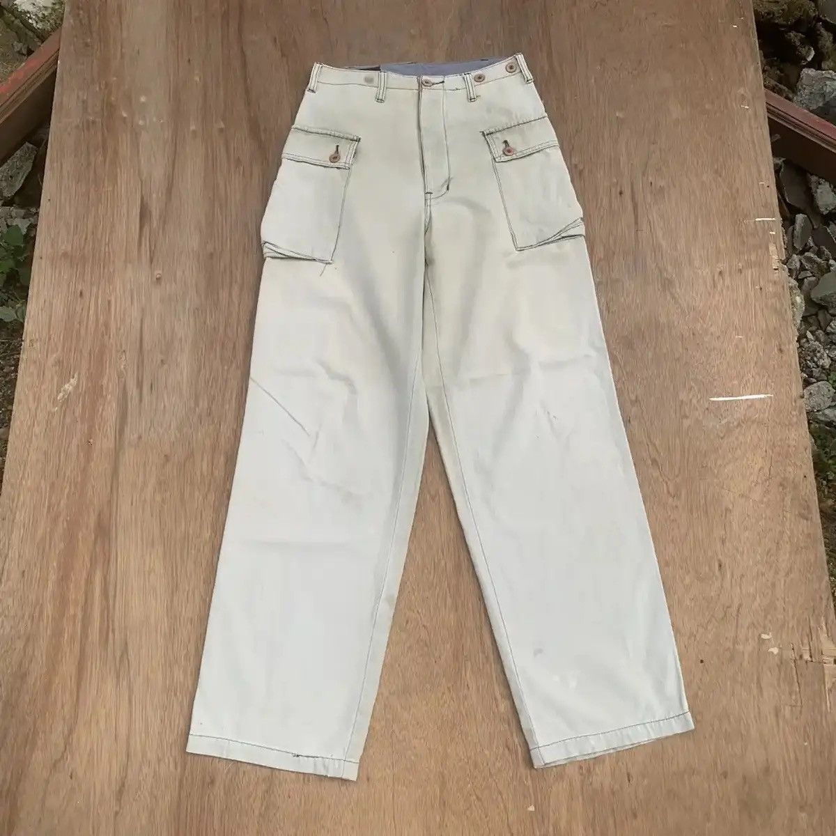 Japanese Brand SUN FADED‼️VINTAGE ARMY TROUSERS HBT MONKEY CARGO PANTS RARE Size US 28 / EU 44 - 2 Thumbnail