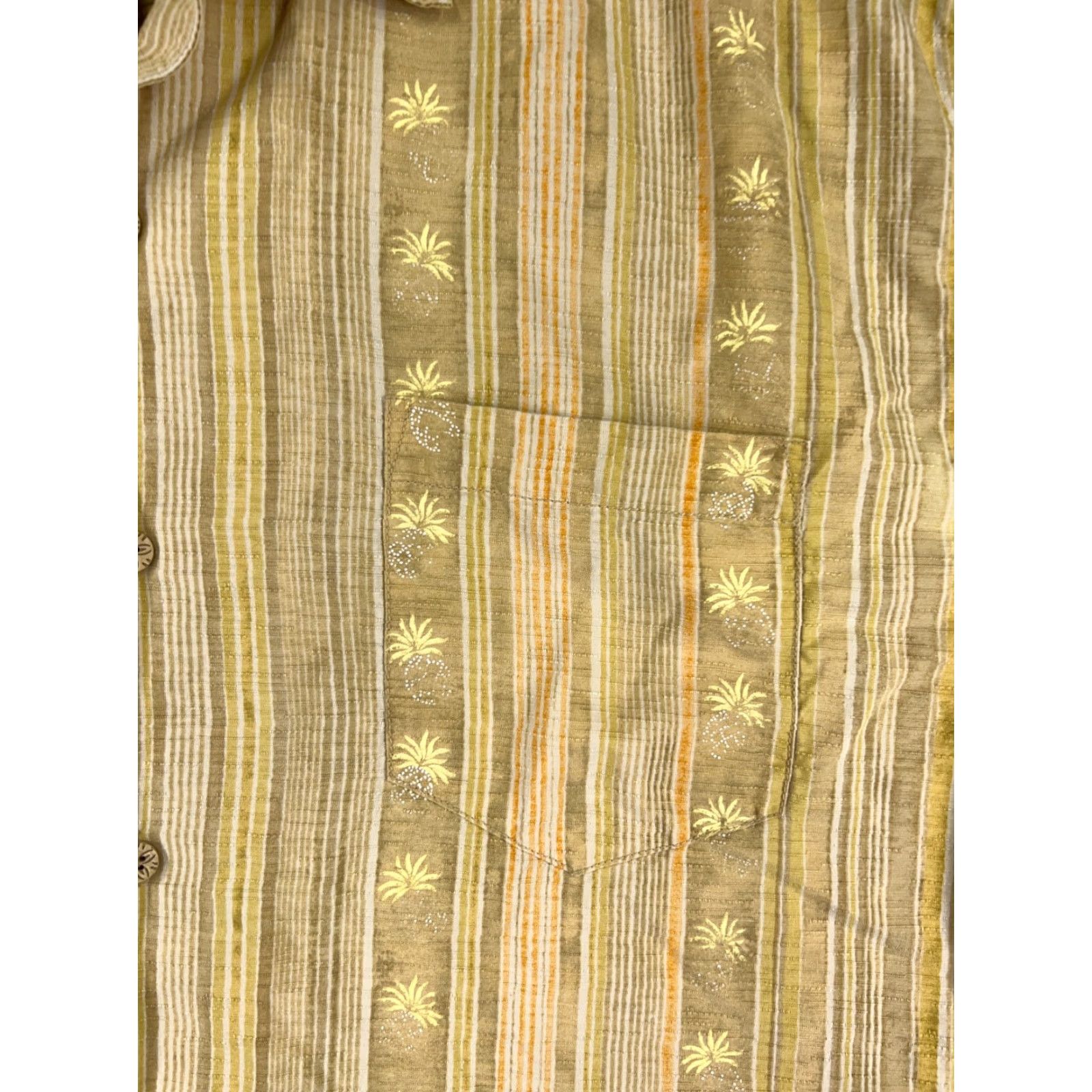 Tommy Bahama Tommy Bahama Shirt Men XL Yellow Stripe Pineapple 100% Silk Hawaiian Button-Up Casual Luxury Beach Vacation Resort Aloha Mens Size US XL / EU 56 / 4 - 6 Thumbnail