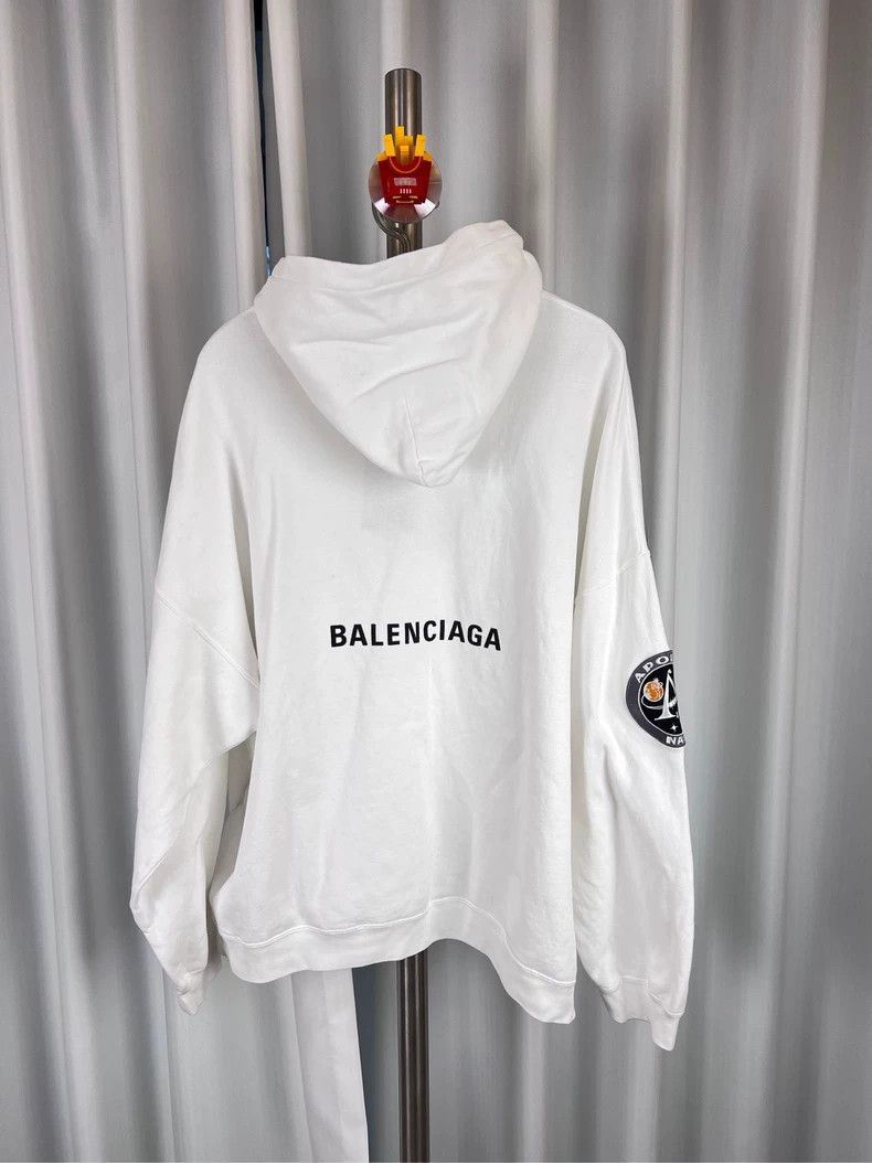 Balenciaga Balenciaga Nasa co-branded patch embroidered hoodie white Size US XS / EU 42 / 0 - 3 Thumbnail