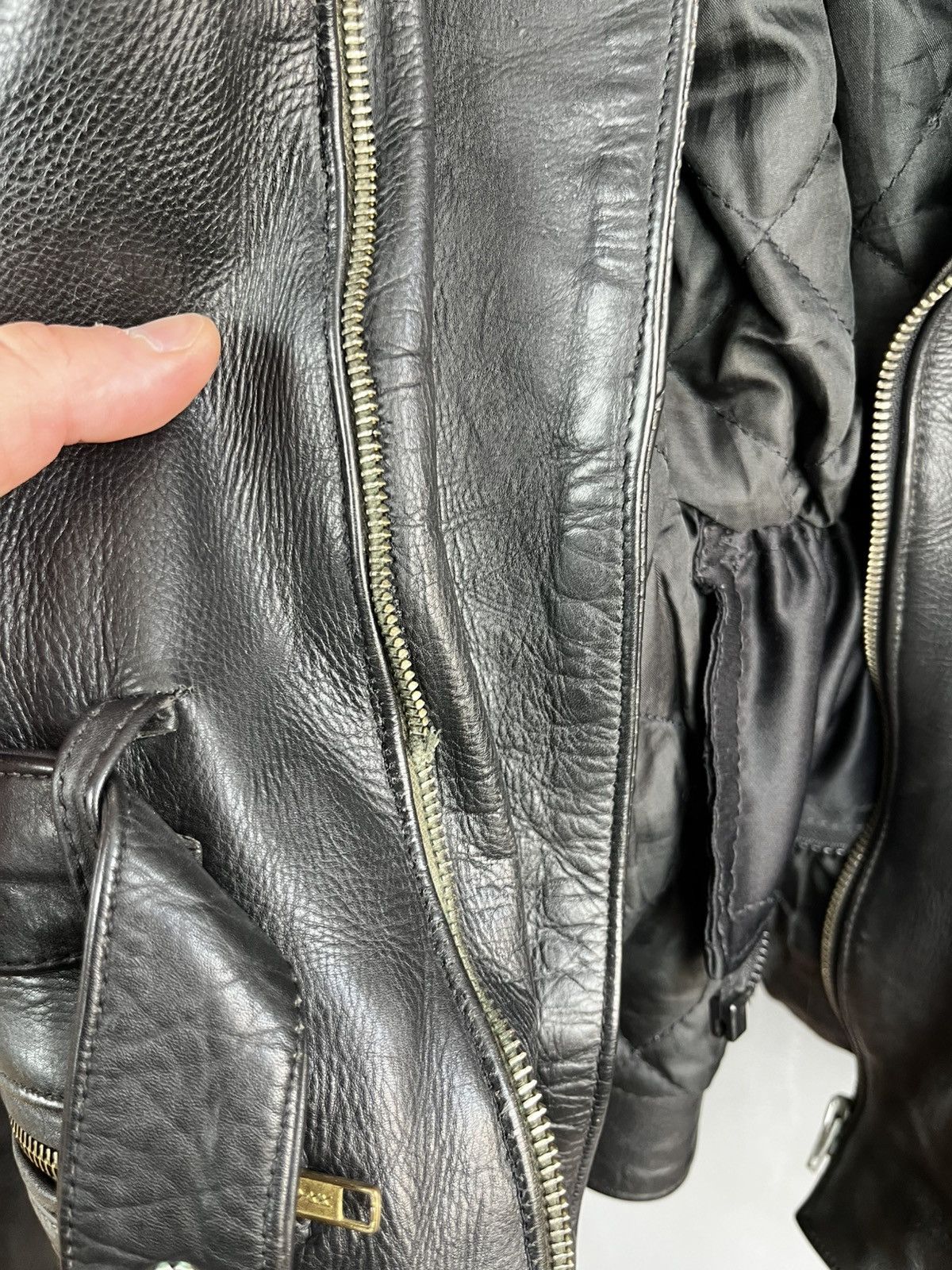Genuine Leather × Leather × Vintage Leather Jacket vintage 90s Kurt Cobain style Size US L / EU 52-54 / 3 - 15 Thumbnail