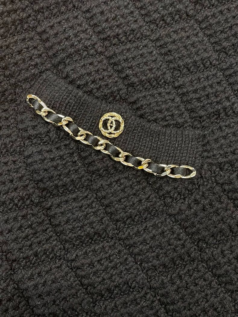 Chanel Chanel Black leather chain cashmere suspender dress Size XS / US 0-2 / IT 36-38 - 2 Thumbnail