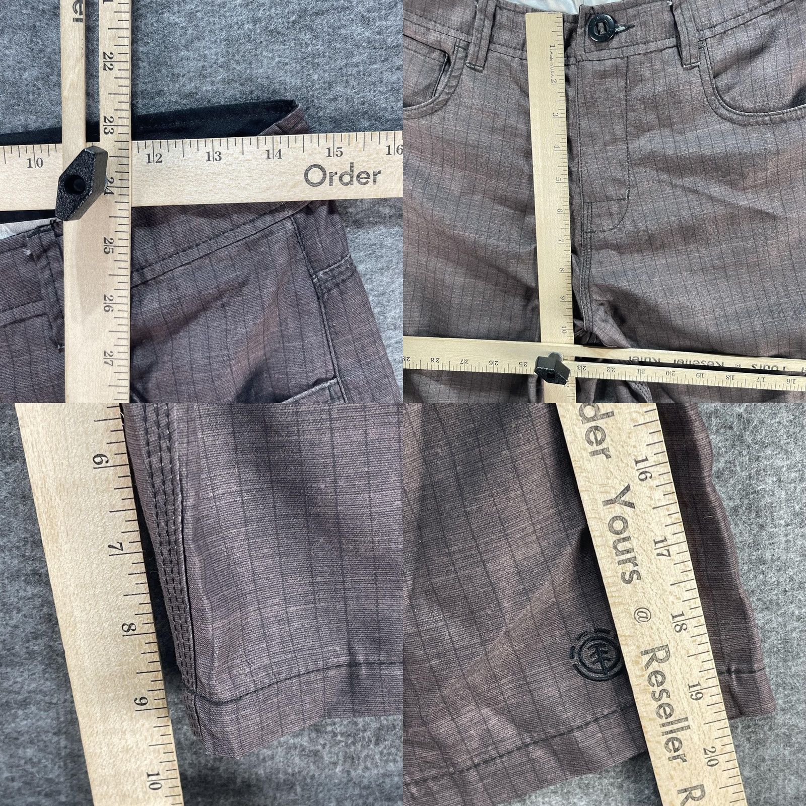 Element Element Shorts Mens 29 Brown Plaid Chino Casual Logo Polyester M256VHDE Size US 29 - 8 Thumbnail