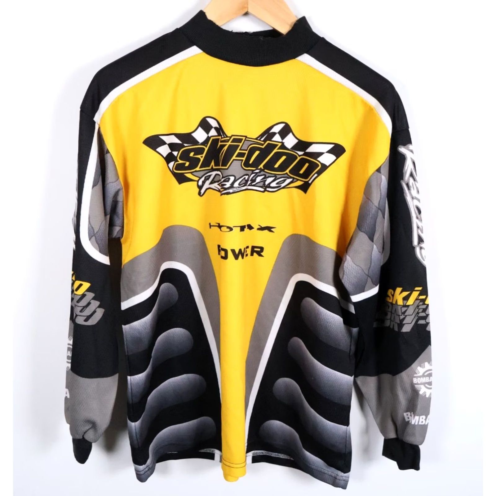 Vintage Ski-Doo Rotax Power Jersey Men's Large Yellow Black Snowmobile Canada VTG Graphic Print Jersey T-Shirt Mock Neck Logo Size US L / EU 52-54 / 3 - 2 Thumbnail