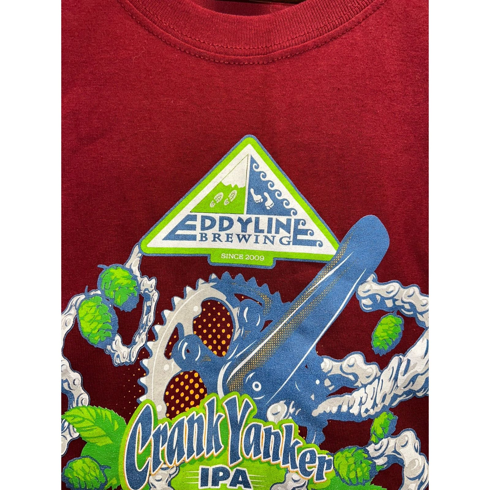 Gildan Crank Yanker IPA Shirt Eddyline Brewing Colorado Red Large Size US L / EU 52-54 / 3 - 3 Thumbnail