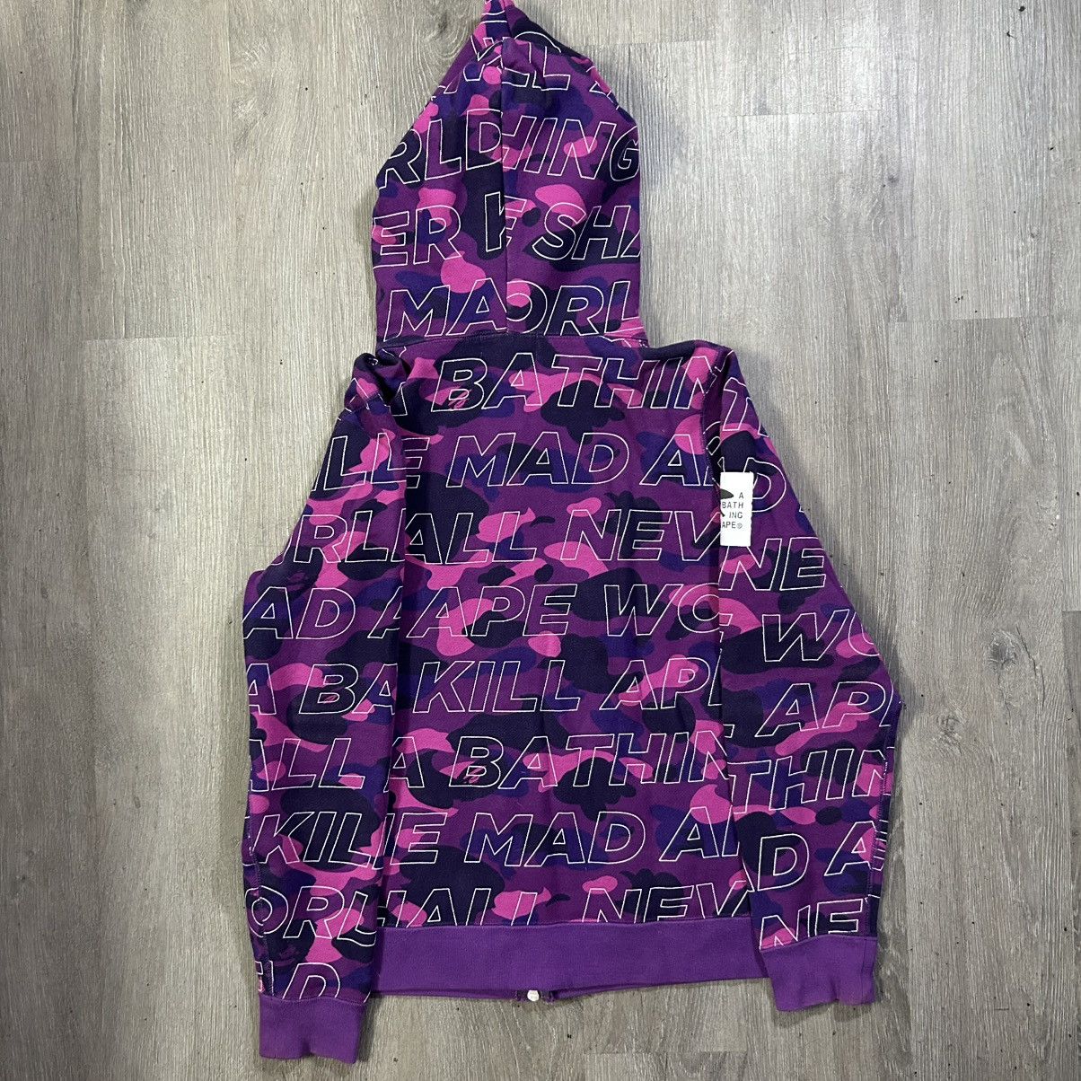 Bape BAPE Text Purple Camo Full Zip Hoodie Size S / US 4 / IT 40 - 4 Thumbnail