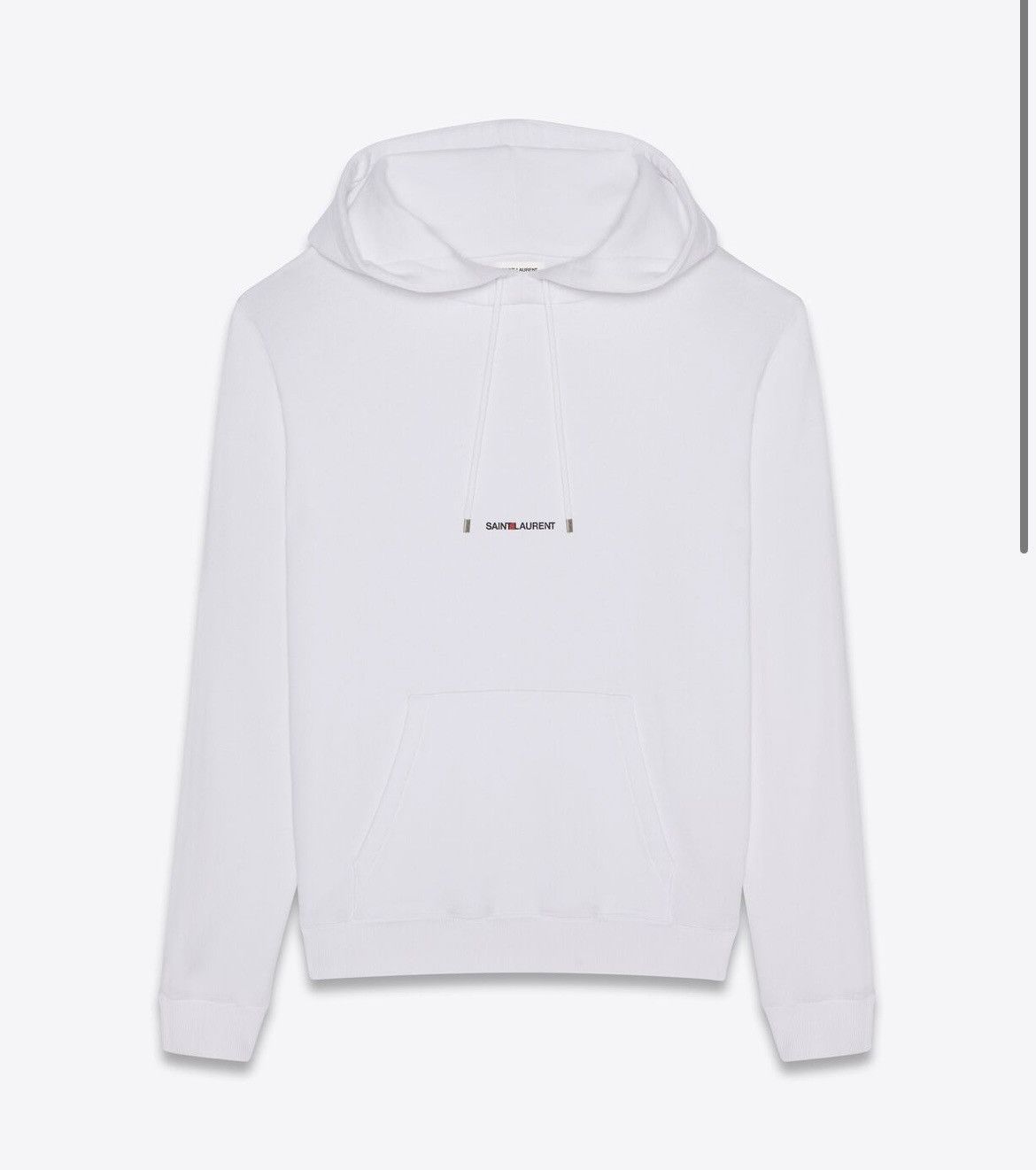 image of Saint Laurent Paris Saint Laurent White Logo Hoodie, Men's (Size Small)