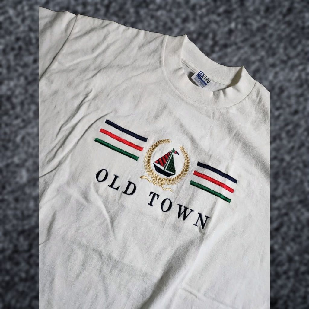Etro VINTAGE Metro T-Shirt Mens L White Embroidered Old Town USA King Cotton Crew Neck Short Sleeve Size US L / EU 52-54 / 3 - 1 Thumbnail