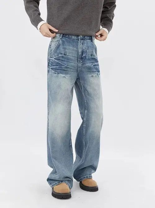VIBE American retro washed lightning pattern trendy jeans Size US 32 / EU 48 - 8 Thumbnail