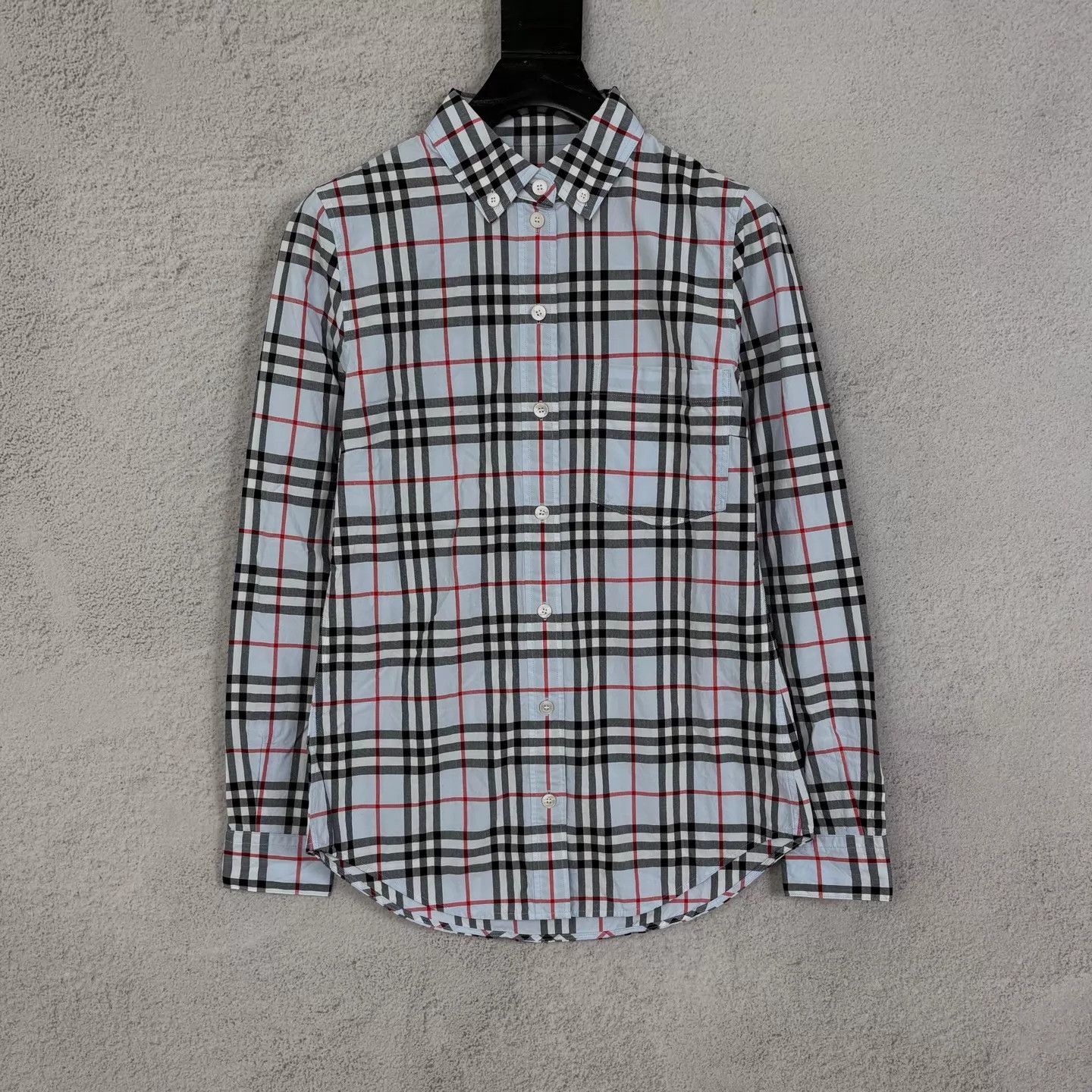 Burberry Burberry White & Blue Check Long-Sleeve Shirt Size 38 New Size XS / US 0-2 / IT 36-38 - 1 Thumbnail