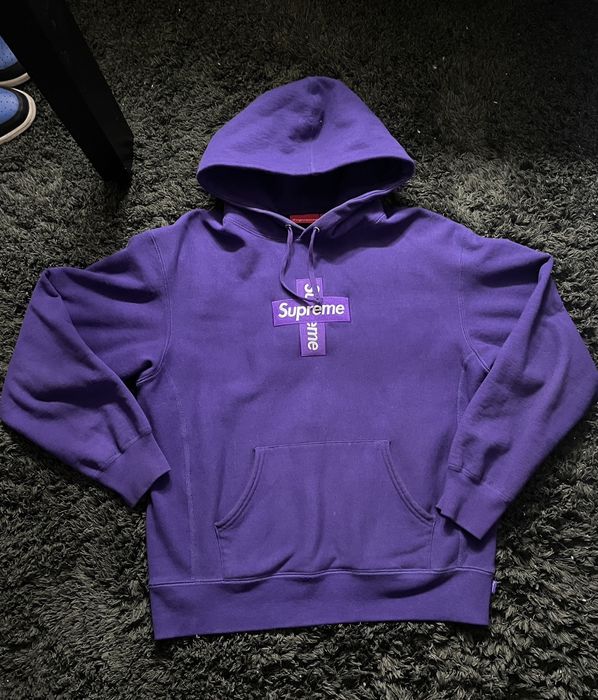 Supreme Cross Box Logo Hooded Sweatshirt Purple, 40% OFF